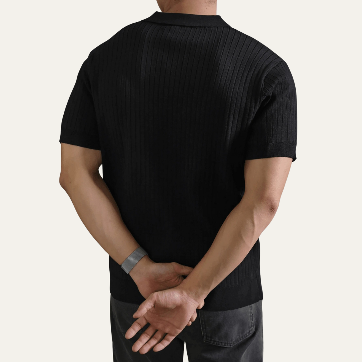 The Oban Men’s Casual Short Sleeve Ribbed Knit Polo Shirt