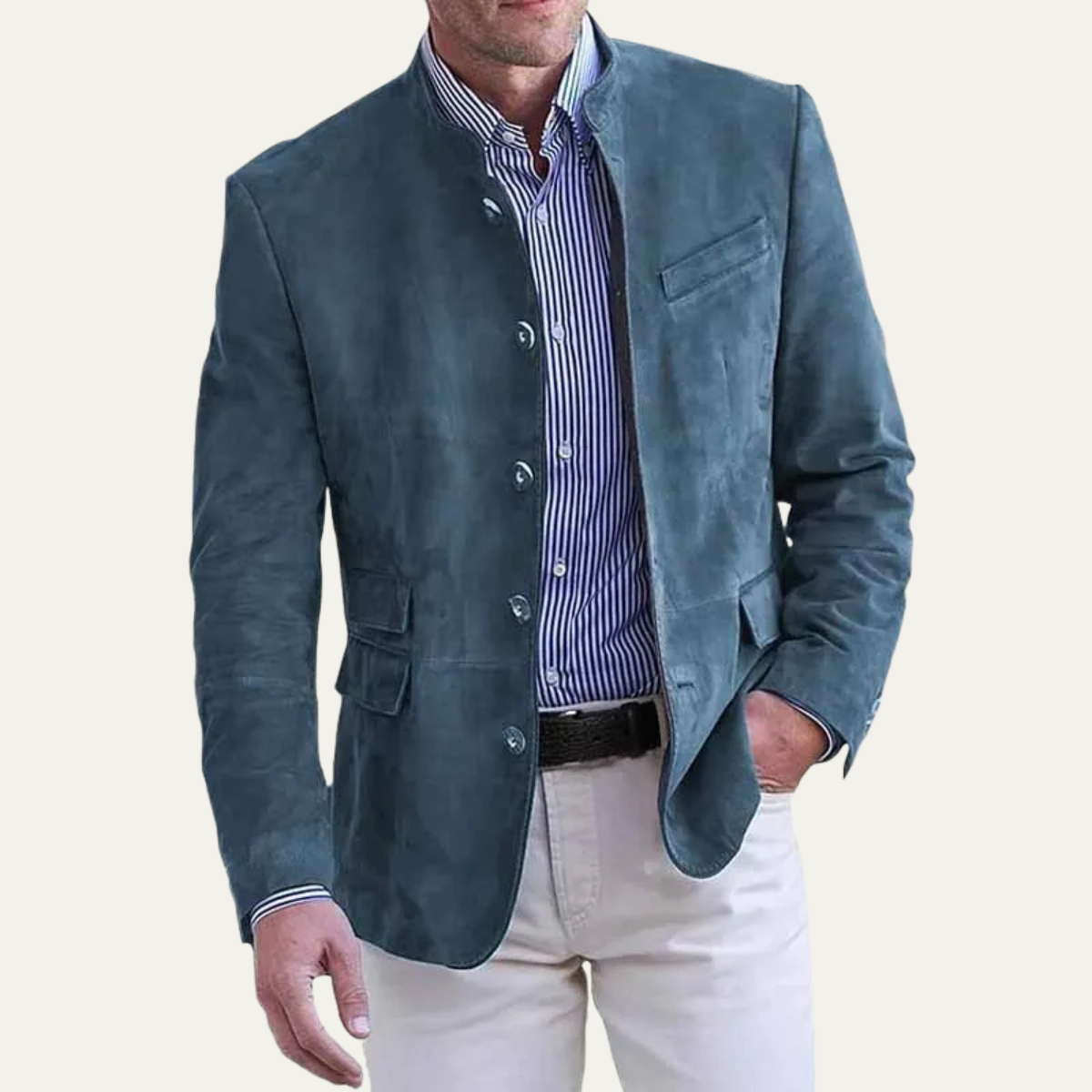The Hollingwood Men’s Lightweight Casual Stand Collar Jacket with Soft Pockets