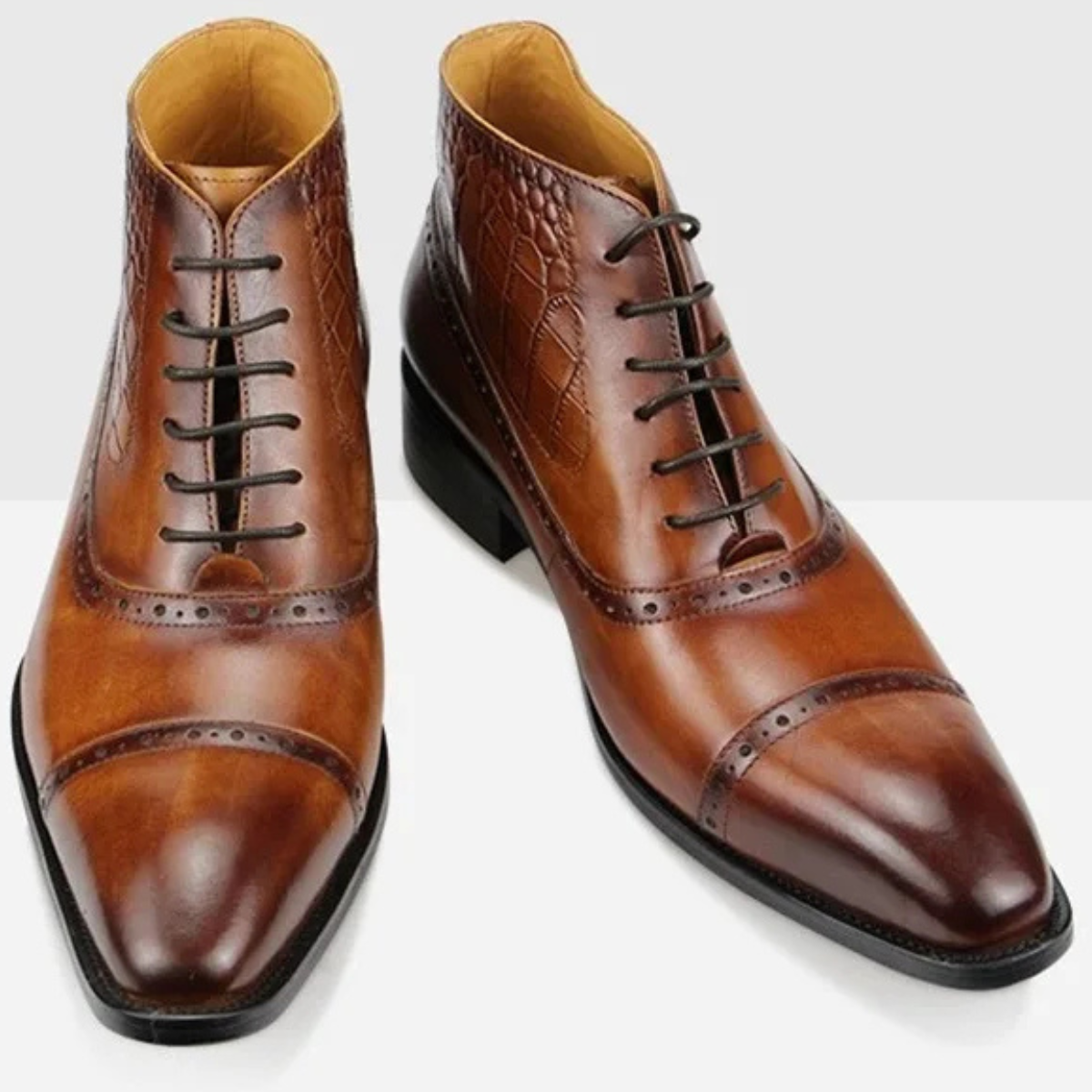 The Modena Men’s Pointed Toe Oxford Ankle Leather Boot