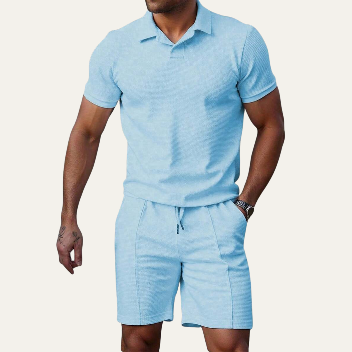 The Elgin Men’s Casual Short Sleeve Polo Shirt and Shorts Summer Set