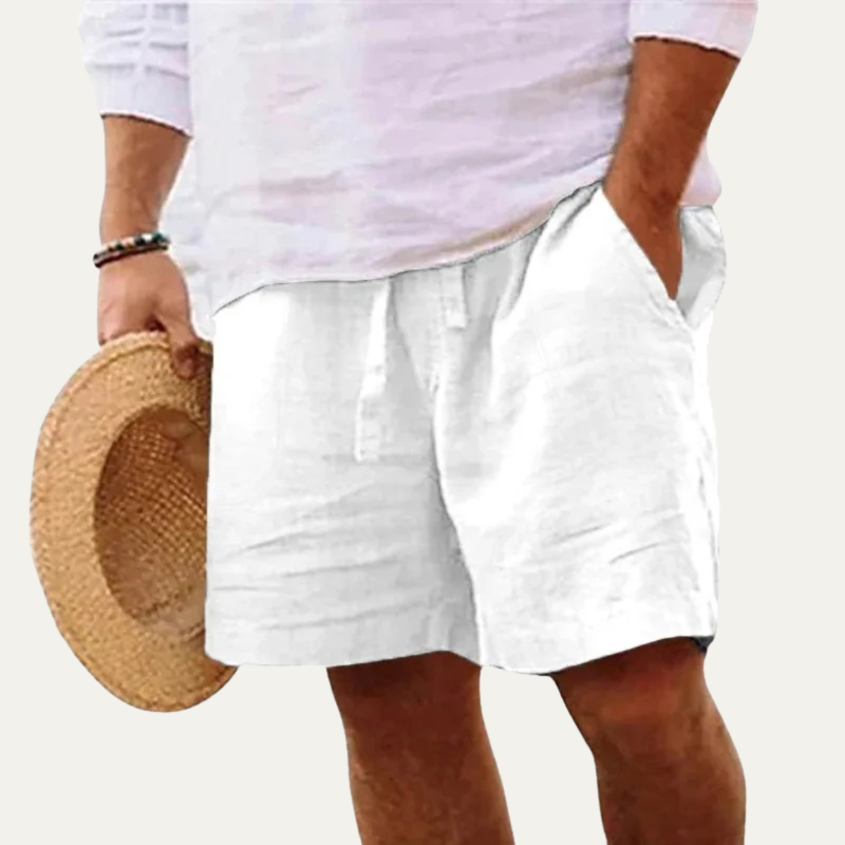 The Viterbo Men’s Elastic Waist Lightweight Linen Shorts