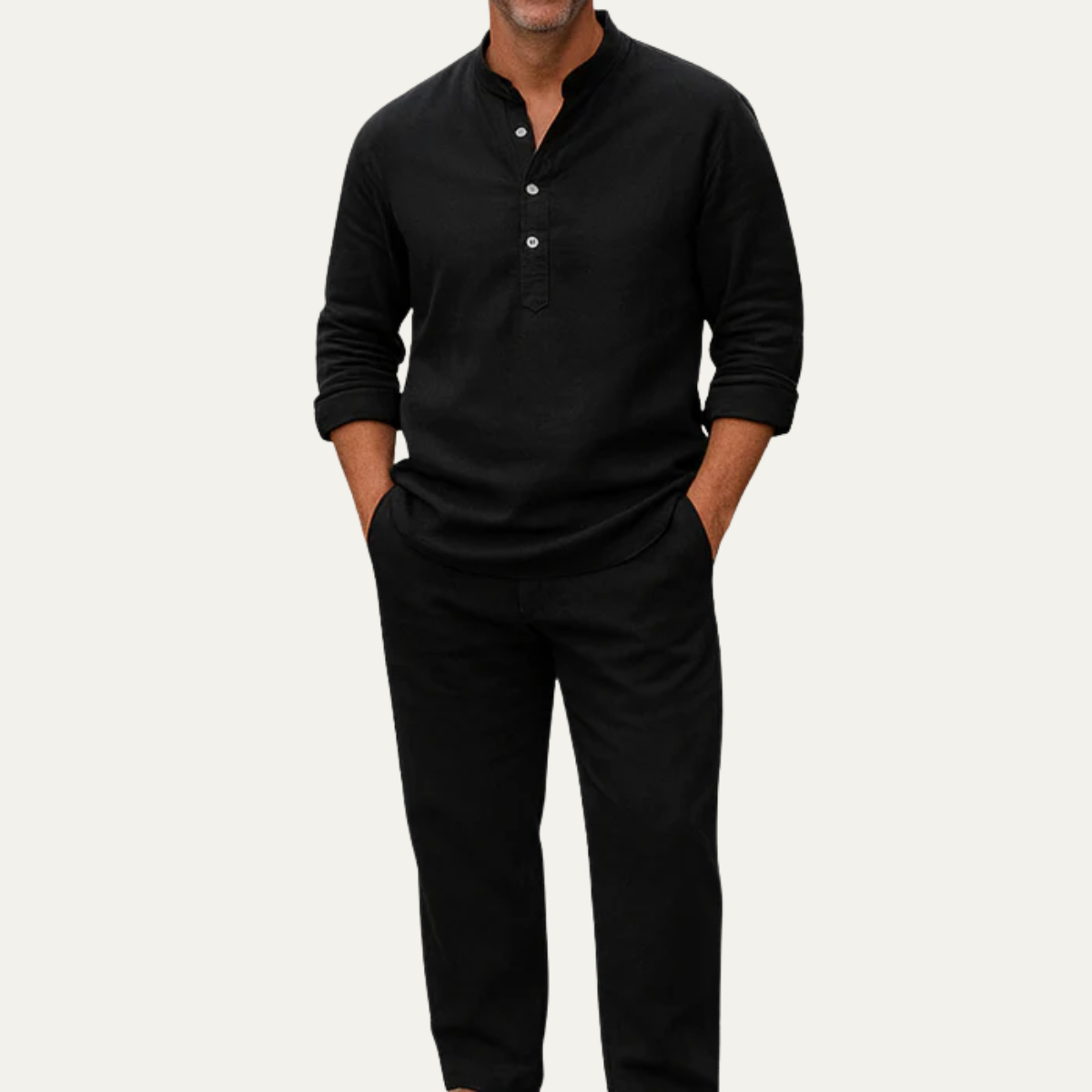 The Dolomiti Men’s Lounge Co Ord Set - Henley Collar Top & Trousers