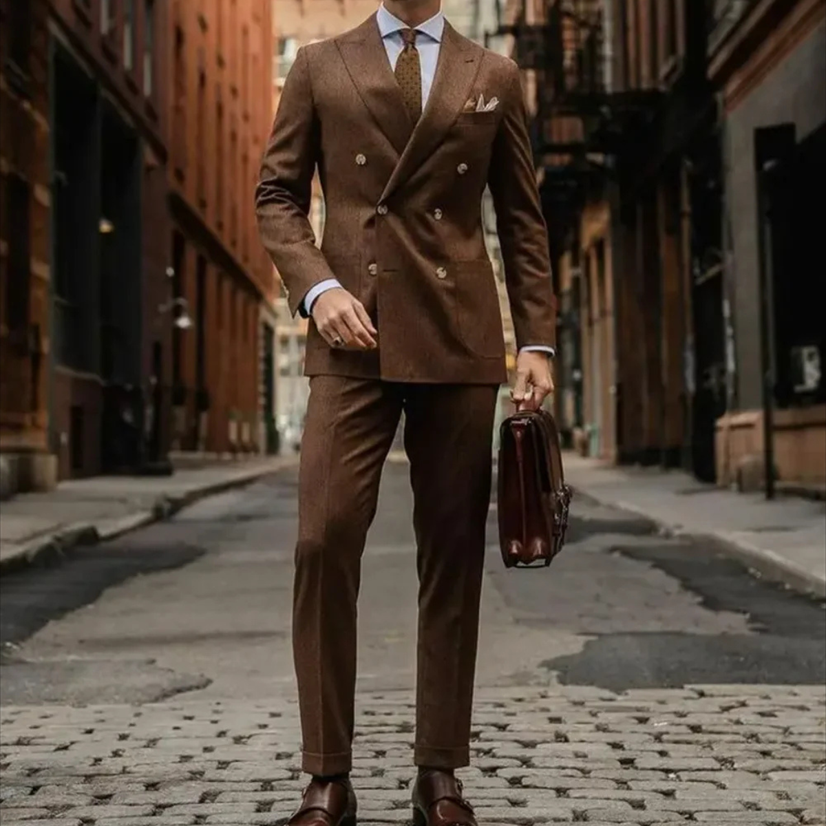 The Otranto Men’s Brown Suit – Slim Fit Jacket and Trousers