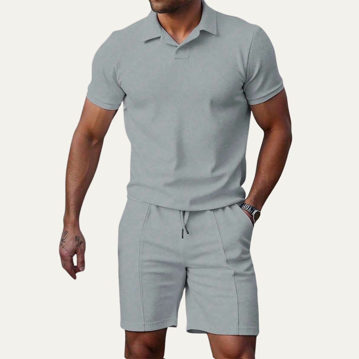 The Elgin Men’s Casual Short Sleeve Polo Shirt and Shorts Summer Set