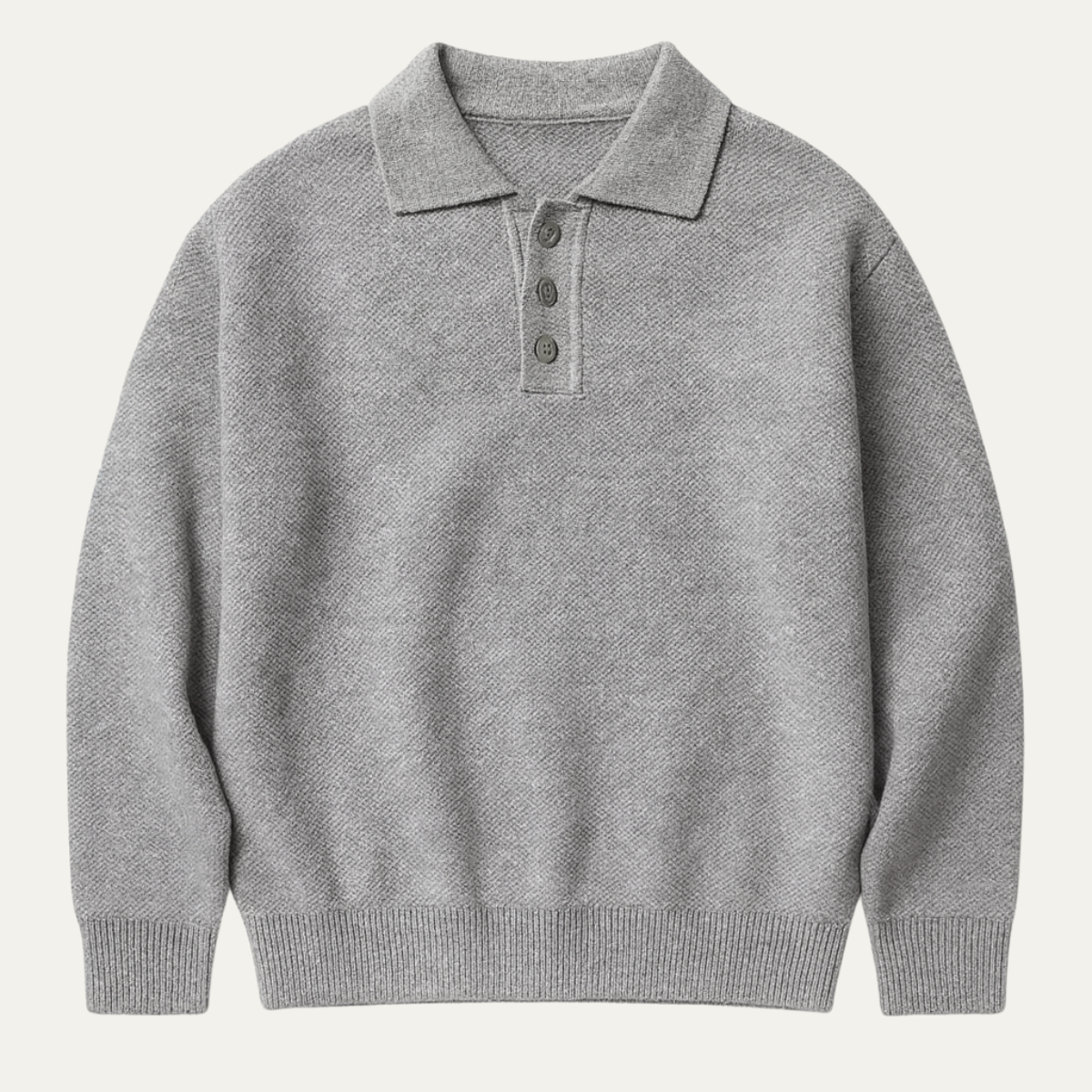 Men's Tailored Grey Casual Polo Jumper