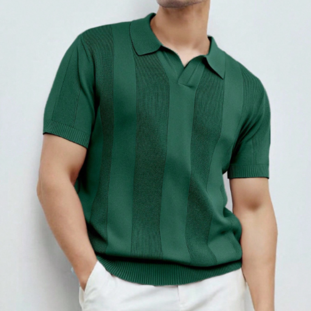 The Barangaroo Men’s Short Sleeve Knitted Polo Shirt Solid Colour Breathable Top