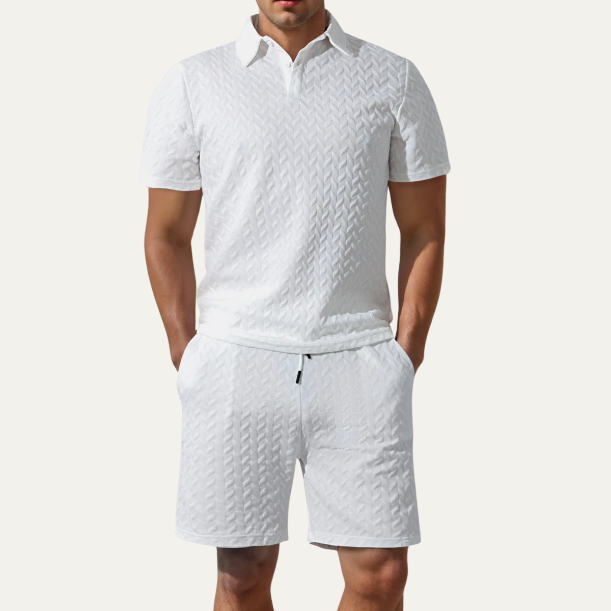 The Gloucester Men’s Jacquard Polo Shirt & Shorts Summer Set