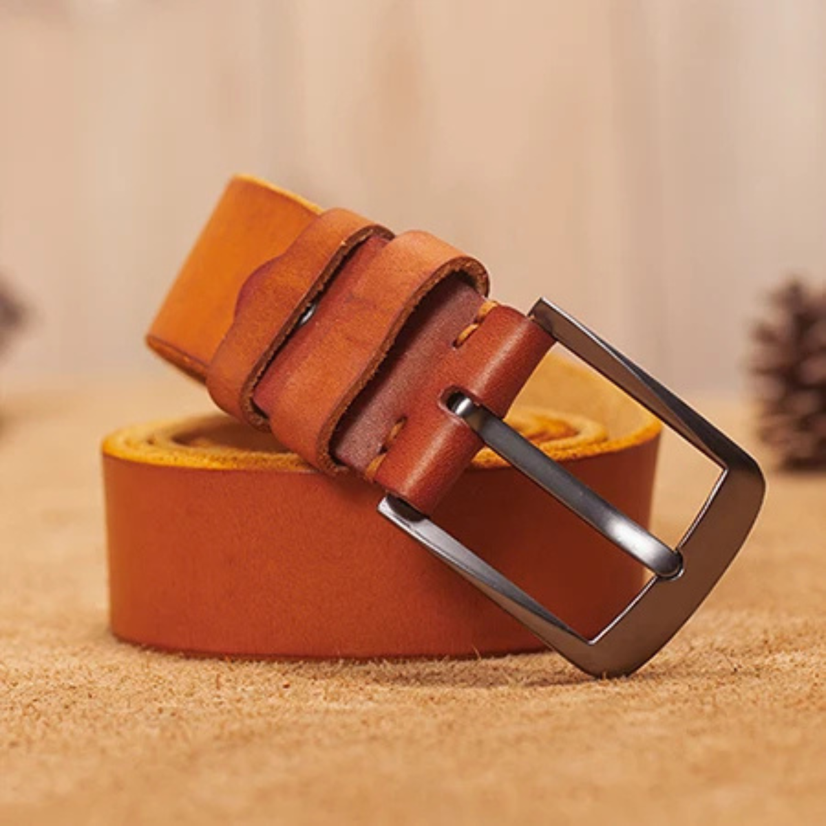 Men’s Genuine Leather Belt with Pin Buckle