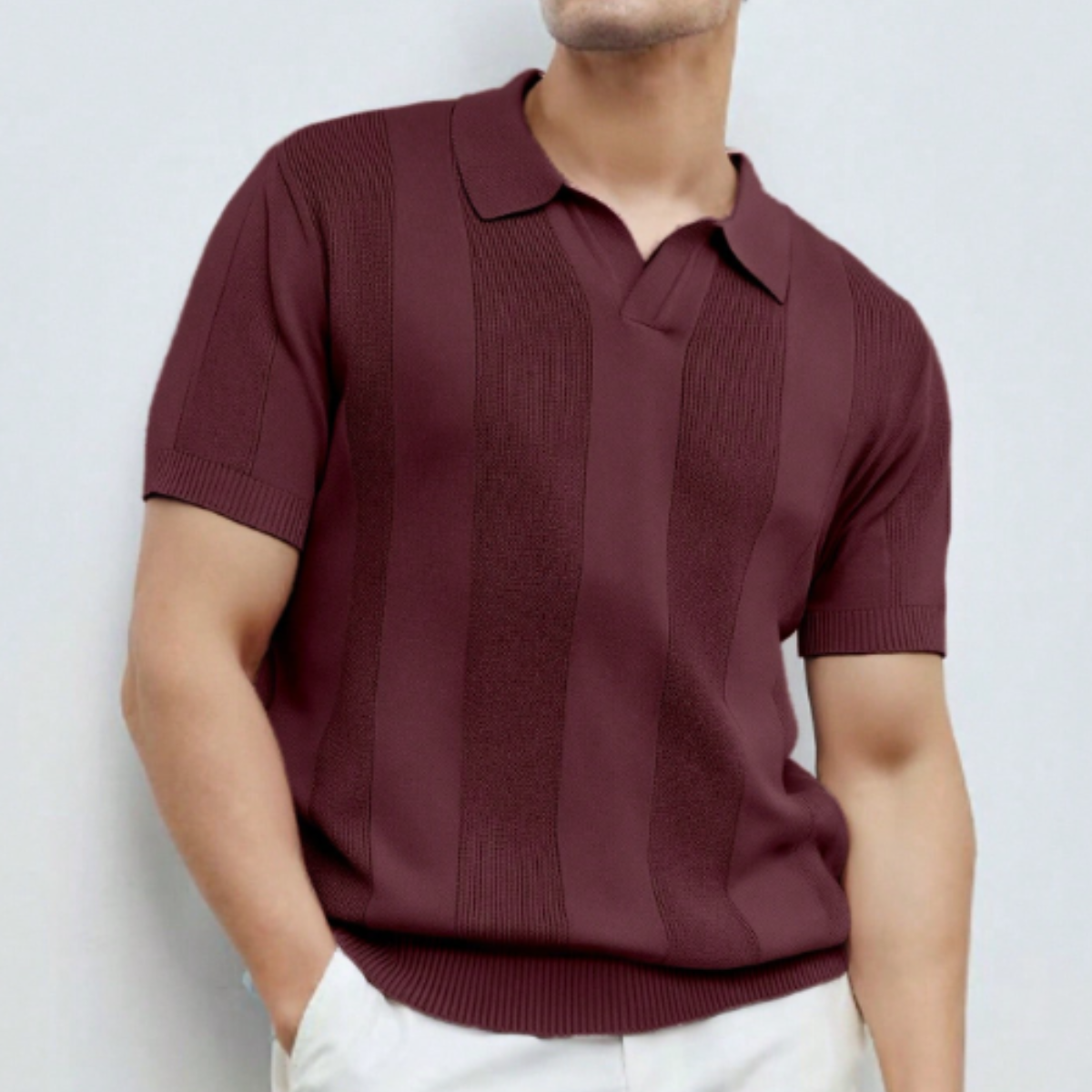 The Pyrmont Men’s Short Sleeve Knitted Polo Shirt Solid Colour Trendy Top