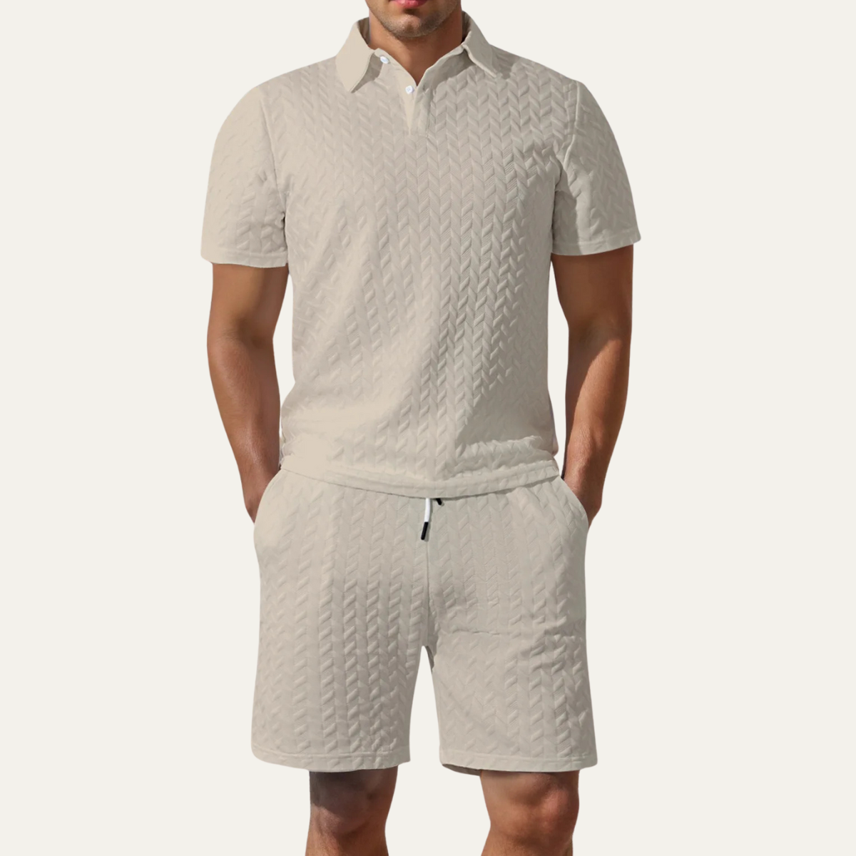 The Gloucester Men’s Jacquard Polo Shirt & Shorts Summer Set