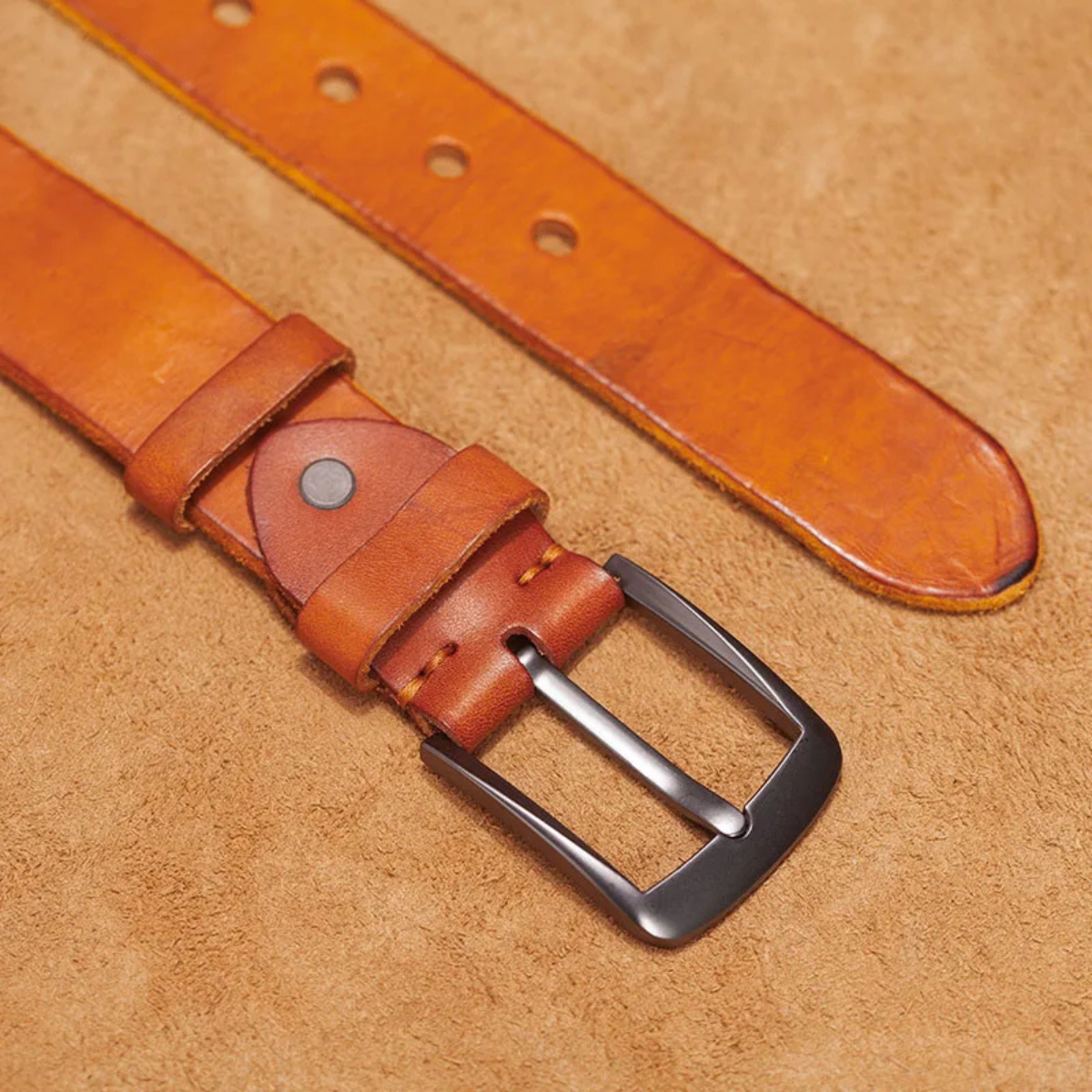 Men’s Genuine Leather Belt with Pin Buckle