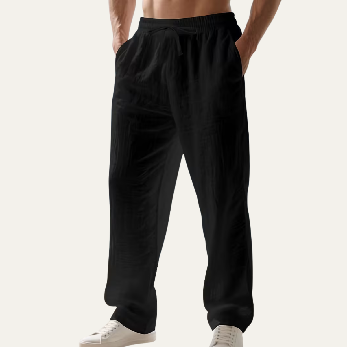 The Circular Quay Men’s Casual Trousers Elastic Waist Loose Fit Linen Trousers