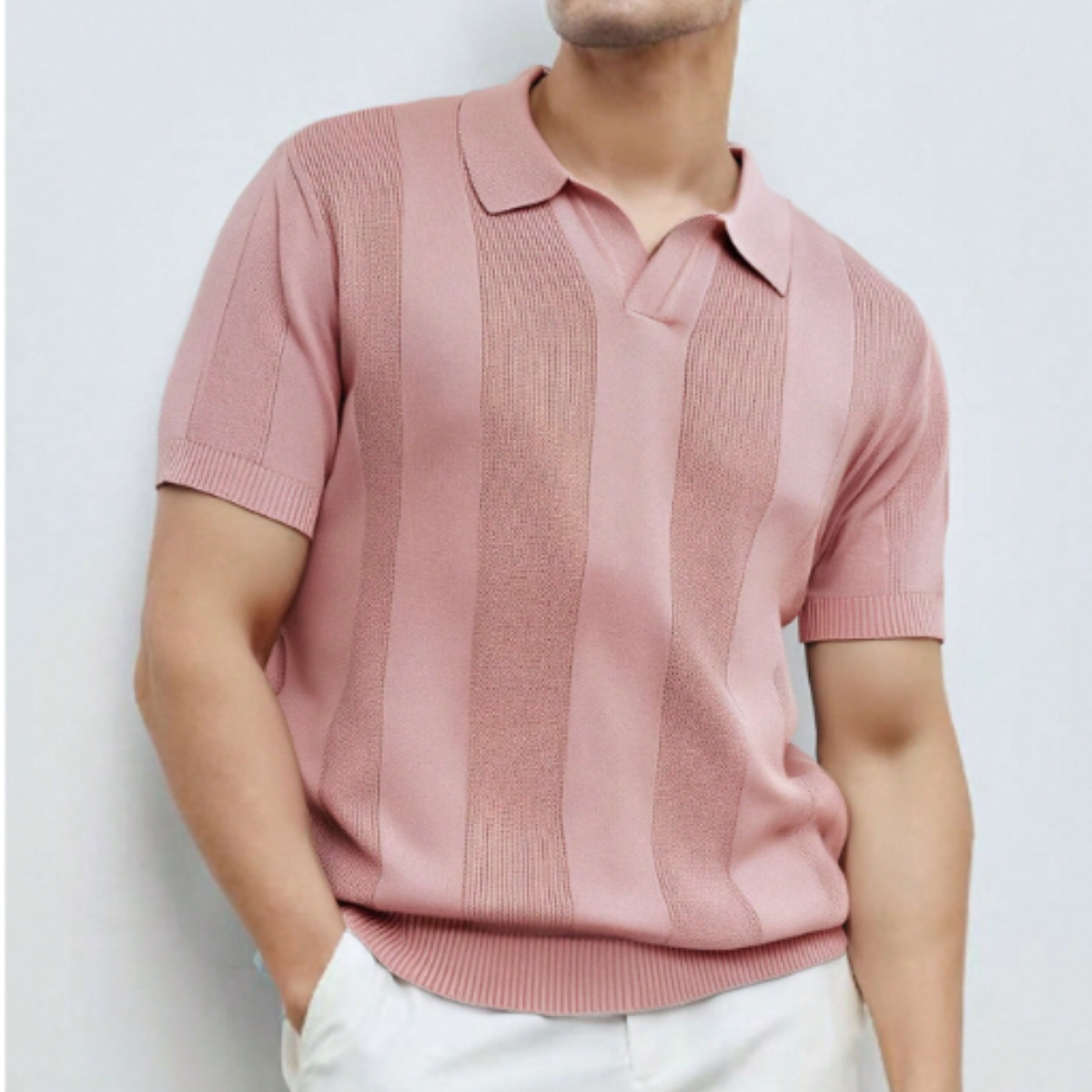 The Barangaroo Men’s Short Sleeve Knitted Polo Shirt Solid Colour Breathable Top