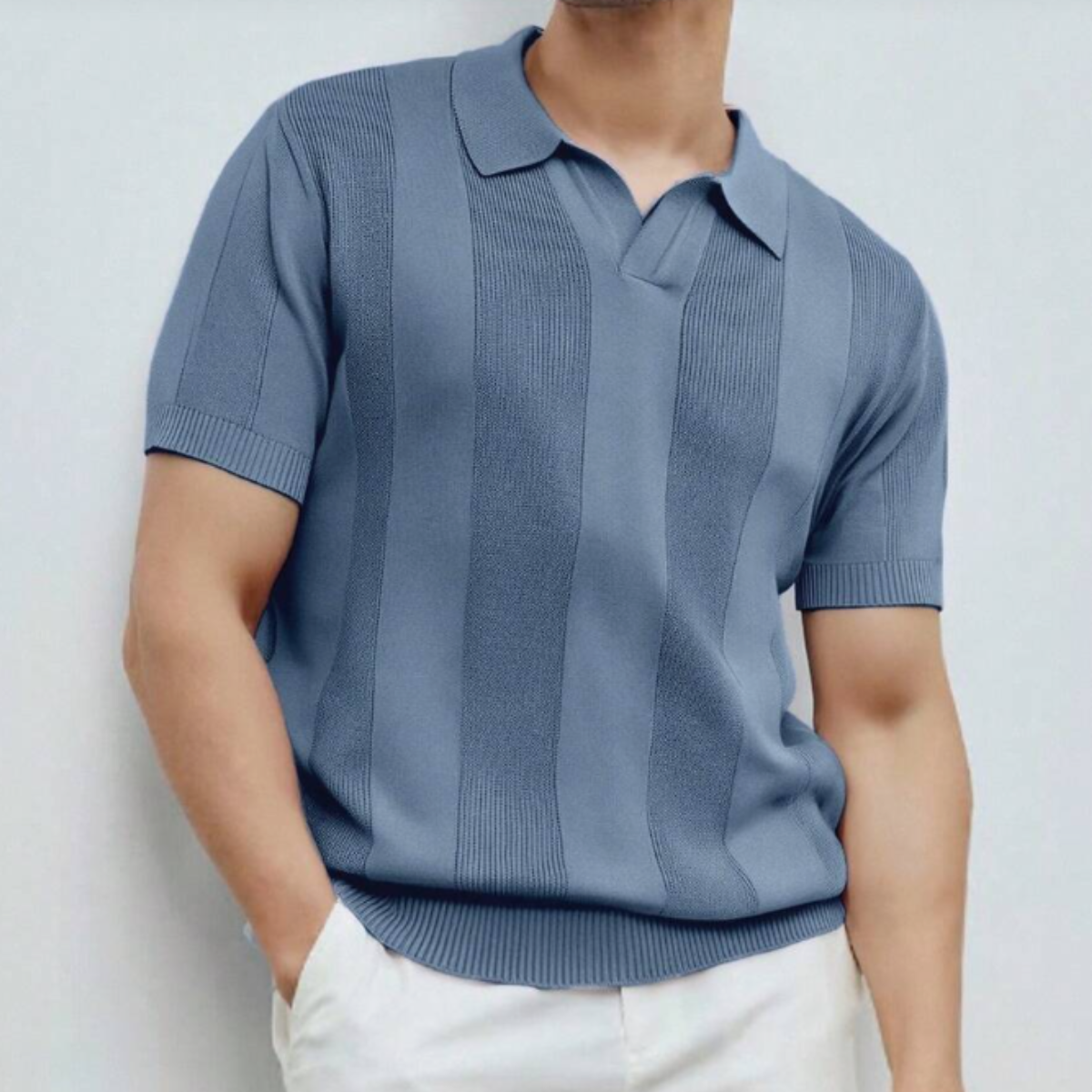 The Pyrmont Men’s Short Sleeve Knitted Polo Shirt Solid Colour Trendy Top