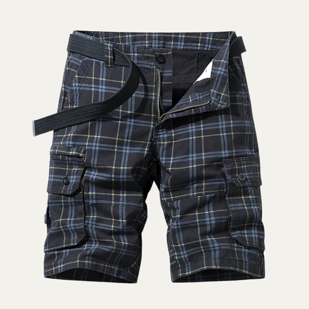 The Vernazza Men’s Multi Pocket Plaid Cargo Shorts