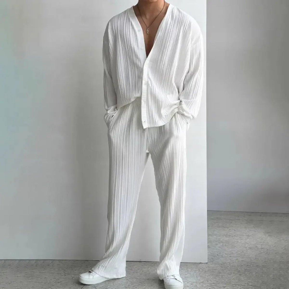 The Paris Men's Casual Summer Set - Long Sleeve Shirt and Trousers