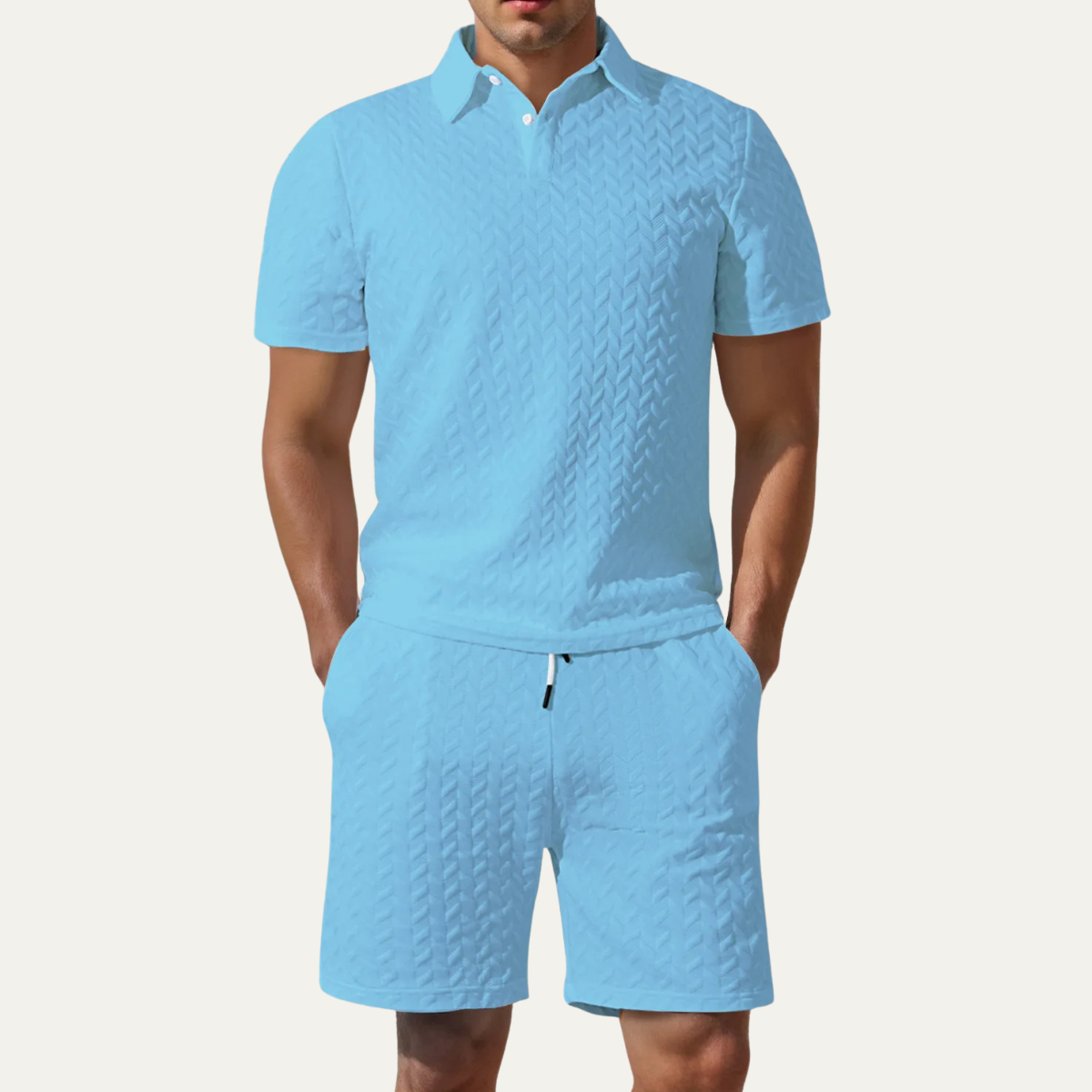 The Gloucester Men’s Jacquard Polo Shirt & Shorts Summer Set