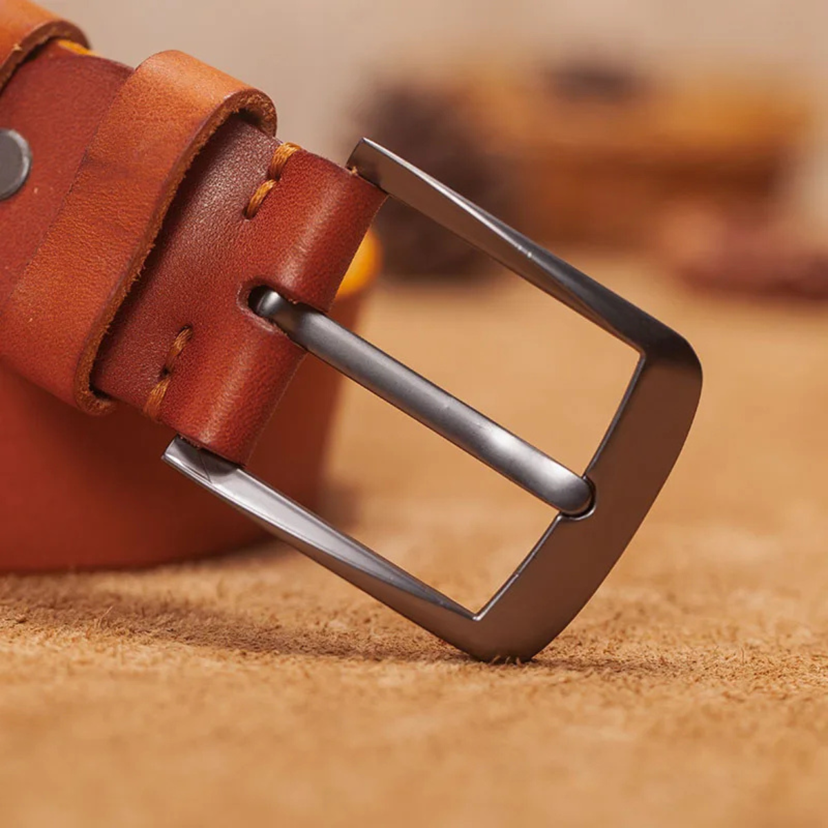 Men’s Genuine Leather Belt with Pin Buckle