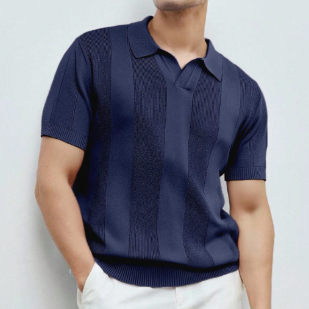The Pyrmont Men’s Short Sleeve Knitted Polo Shirt Solid Colour Trendy Top