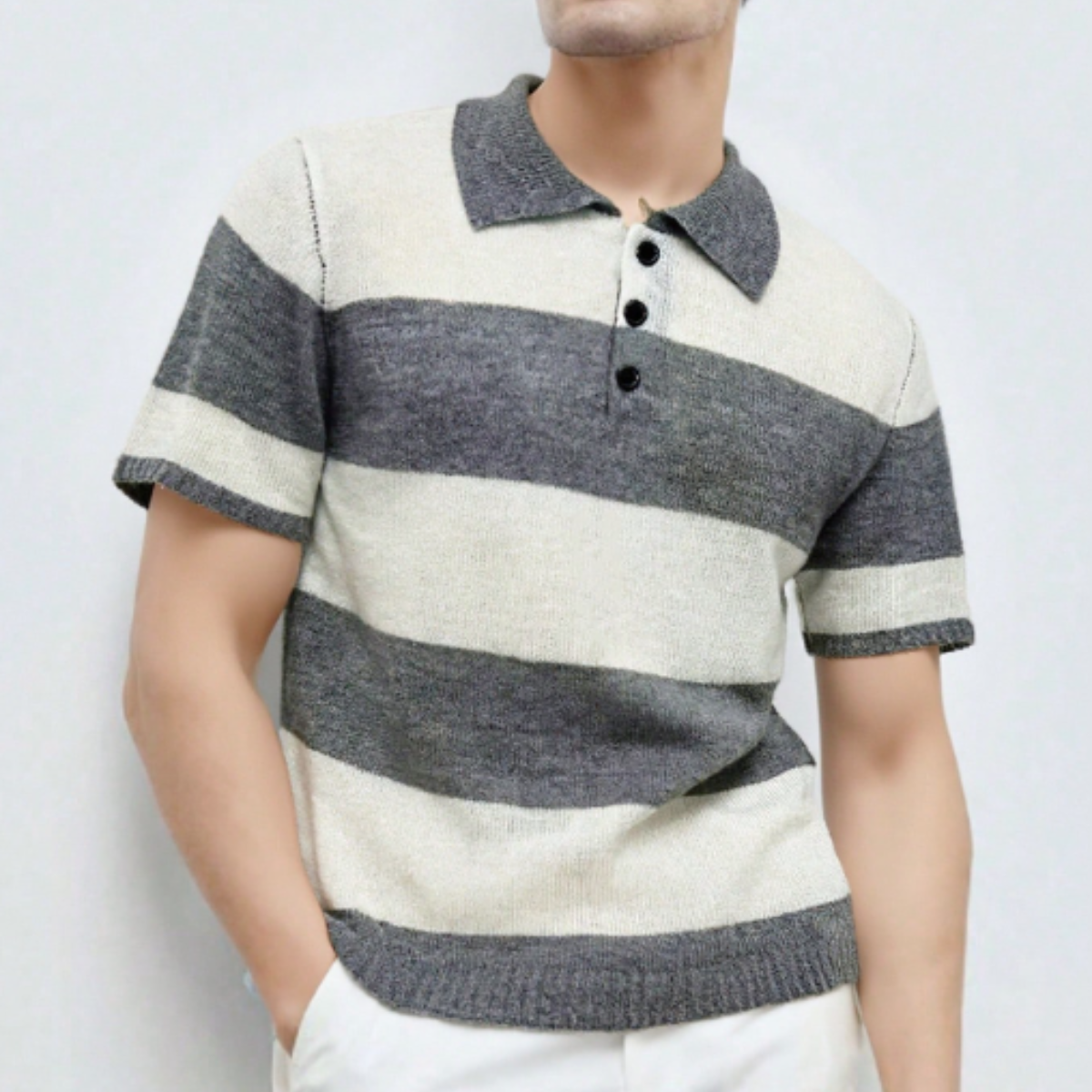 The Barangaroo Men’s Short Sleeve Knitted Polo Shirt Solid Colour Breathable Top