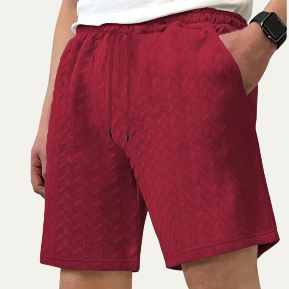 The Sorrento Men’s Textured Relaxed Fit Elastic Waist Drawstring Shorts