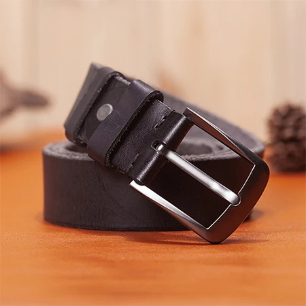 Men’s Genuine Leather Belt with Pin Buckle