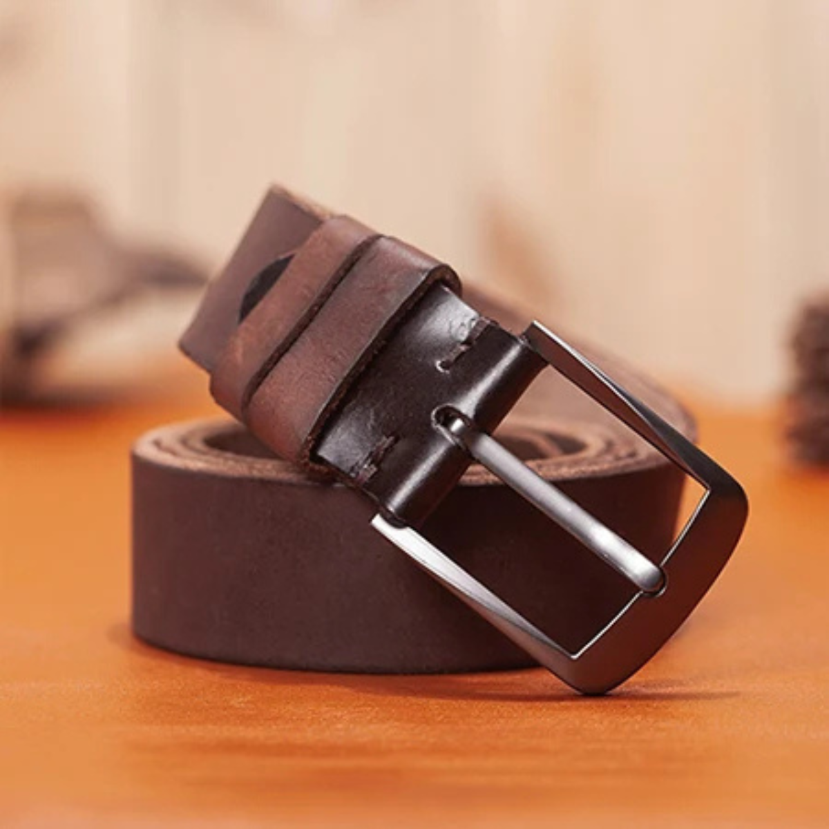 Men’s Genuine Leather Belt with Pin Buckle