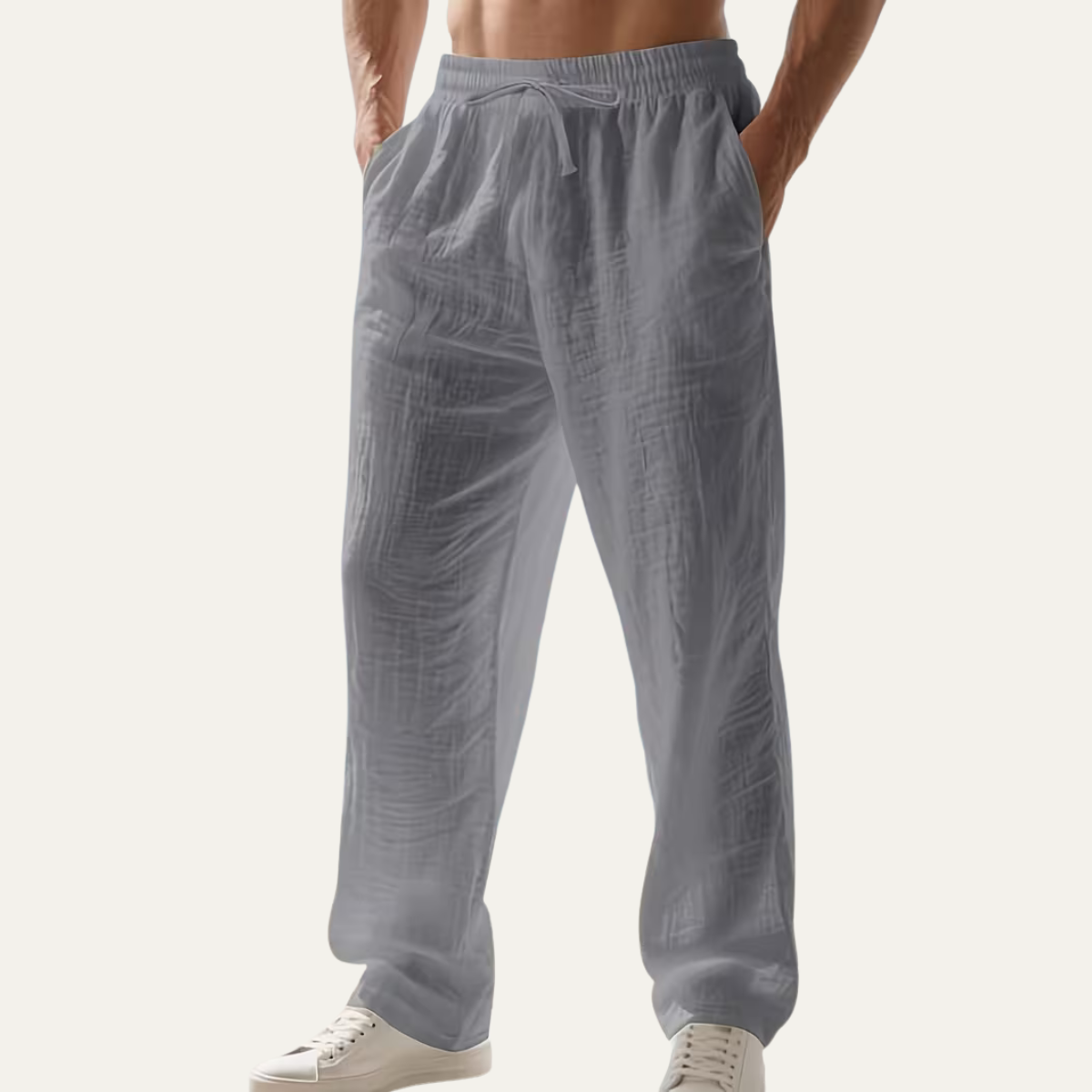 The Circular Quay Men’s Casual Trousers Elastic Waist Loose Fit Linen Trousers