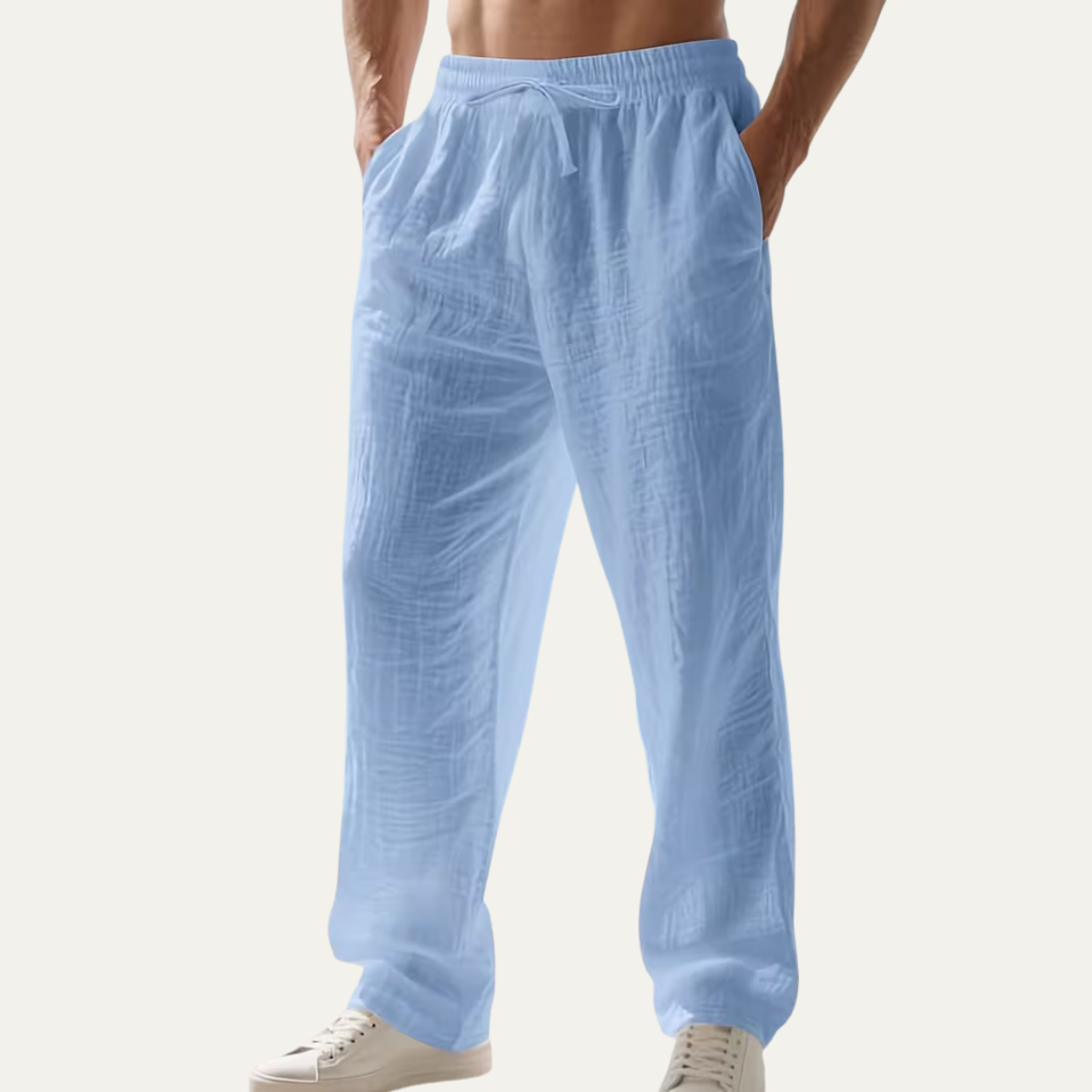 The Circular Quay Men’s Casual Trousers Elastic Waist Loose Fit Linen Trousers