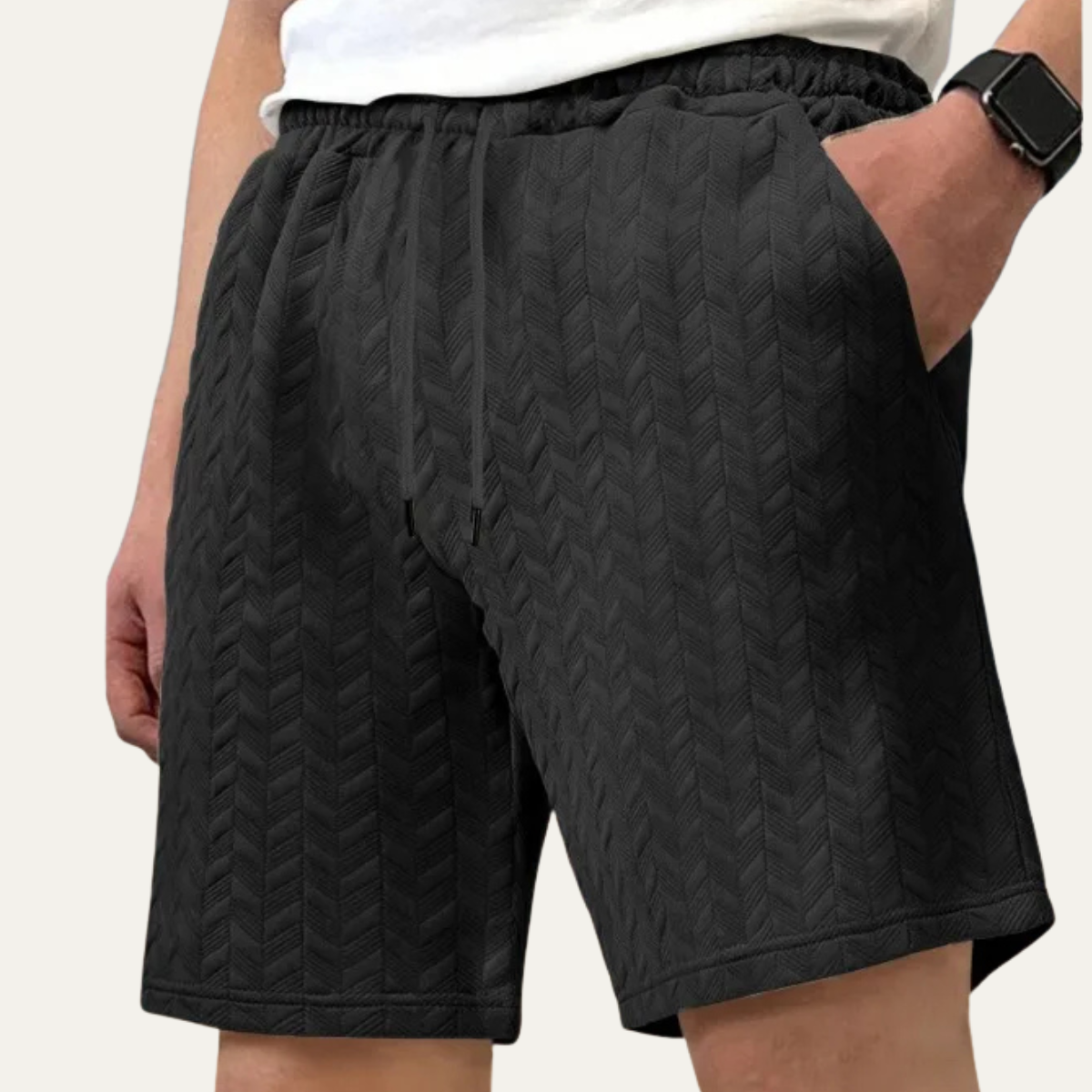 The Sorrento Men’s Textured Relaxed Fit Elastic Waist Drawstring Shorts