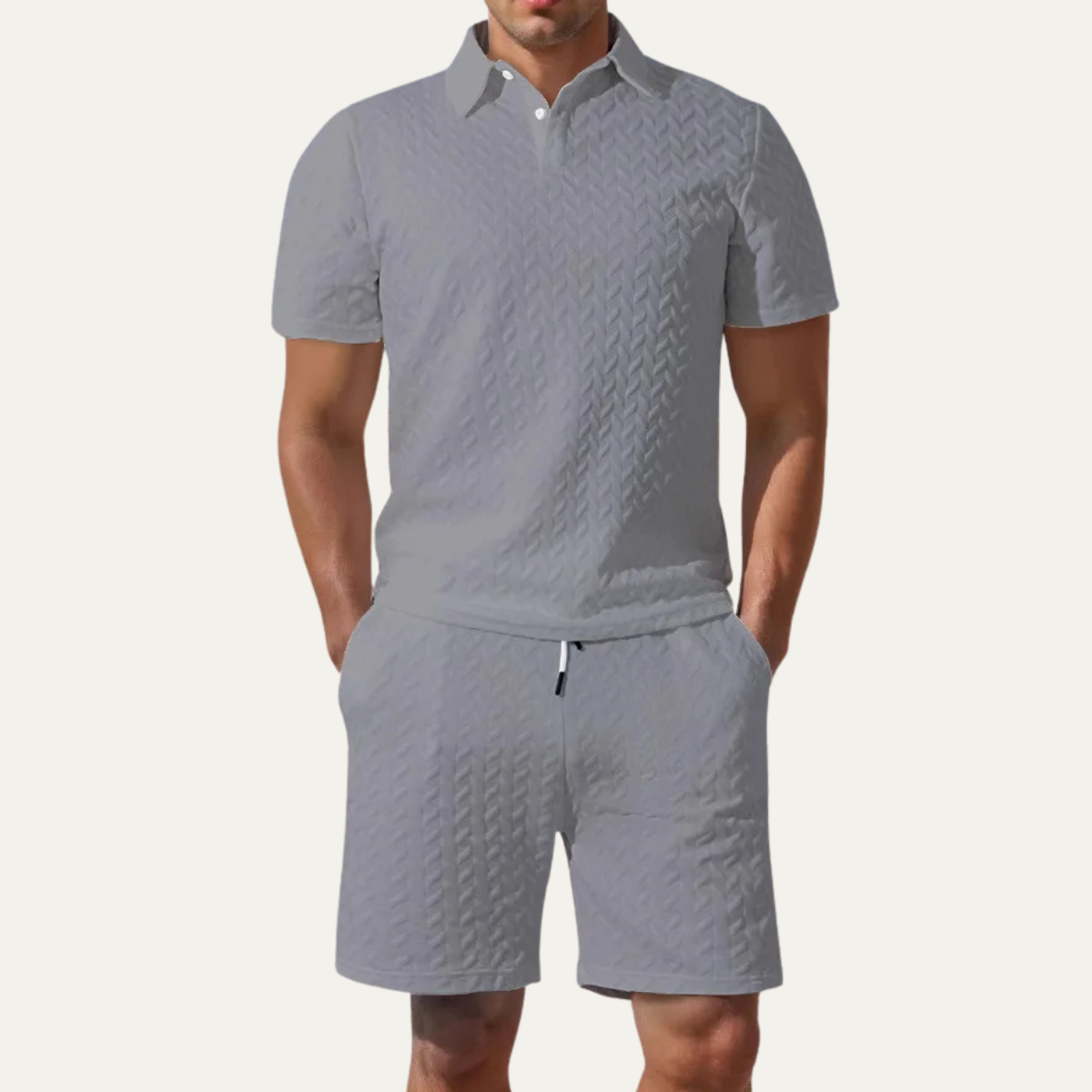 The Gloucester Men’s Jacquard Polo Shirt & Shorts Summer Set