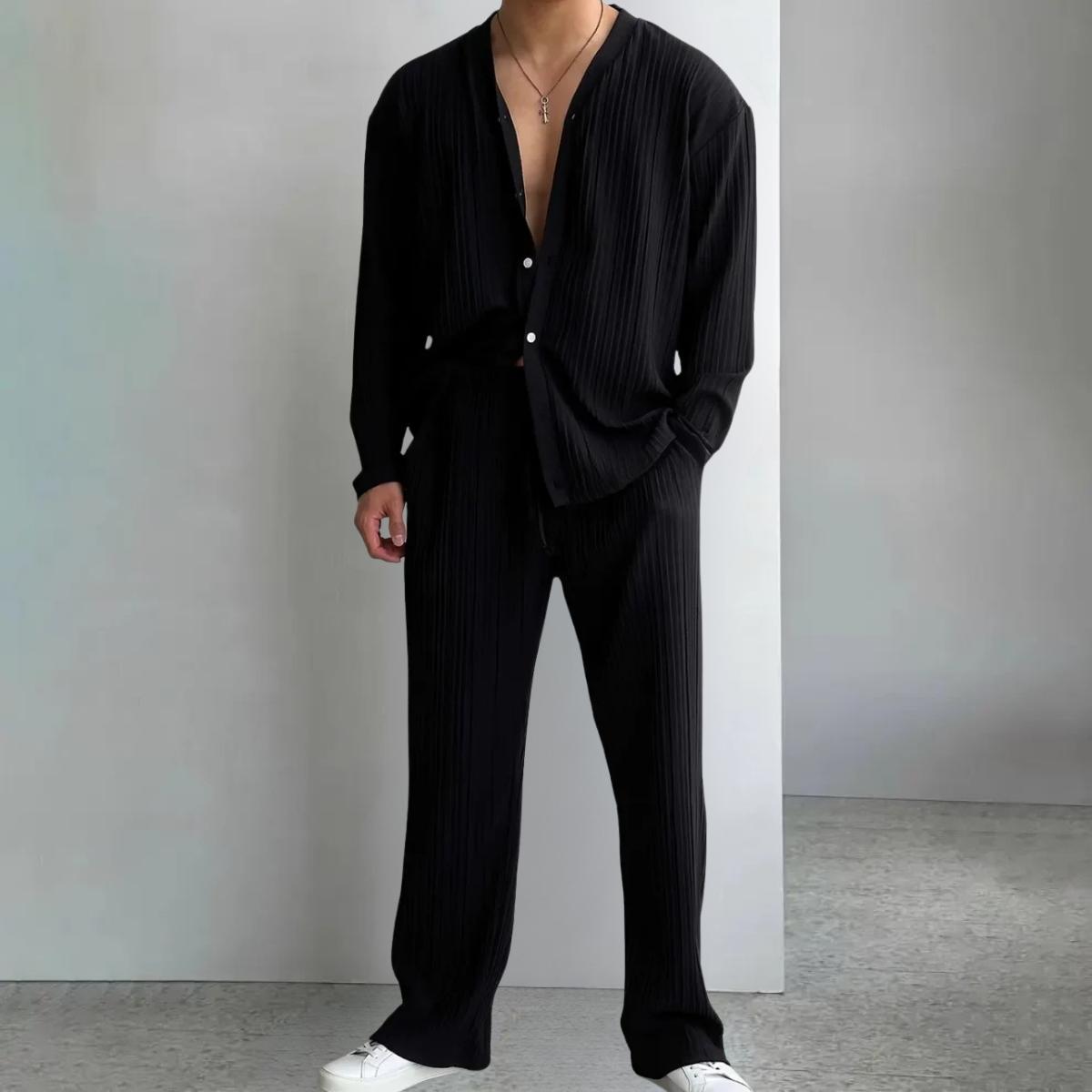 The Paris Men's Casual Summer Set - Long Sleeve Shirt and Trousers