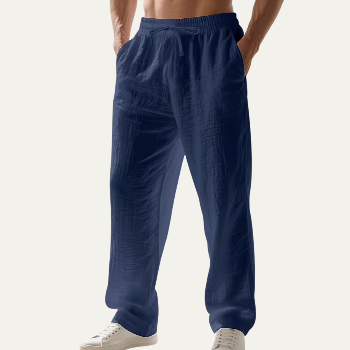 The Circular Quay Men’s Casual Trousers Elastic Waist Loose Fit Linen Trousers