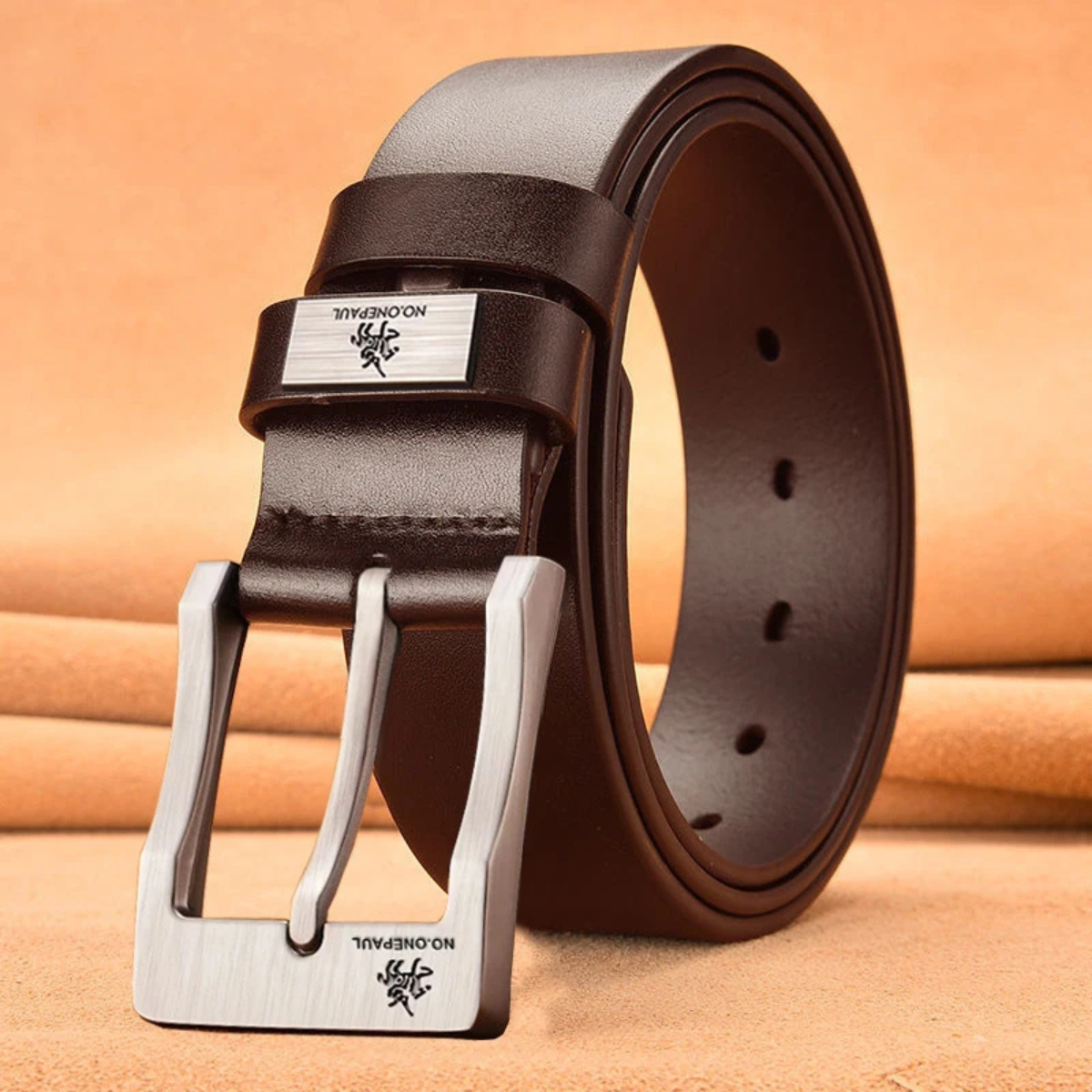 Men’s Leather Belt with Metal Pin Buckle