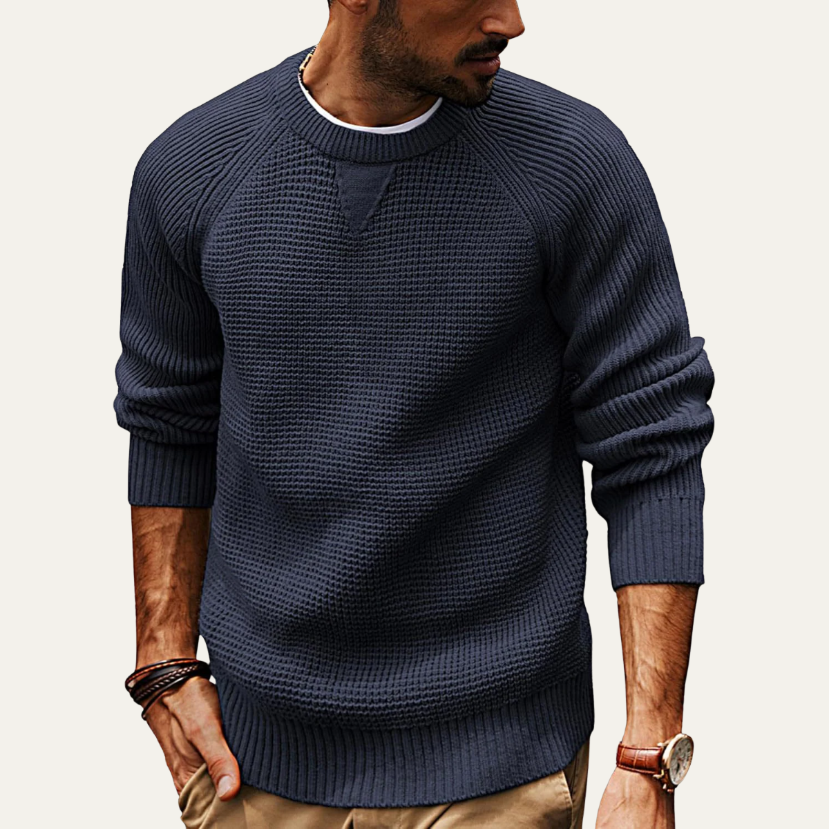 Men's Comfortable Knitted Cotton Jumper