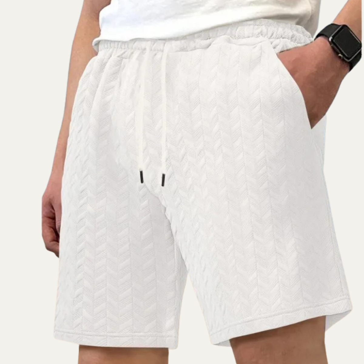 The Sorrento Men’s Textured Relaxed Fit Elastic Waist Drawstring Shorts