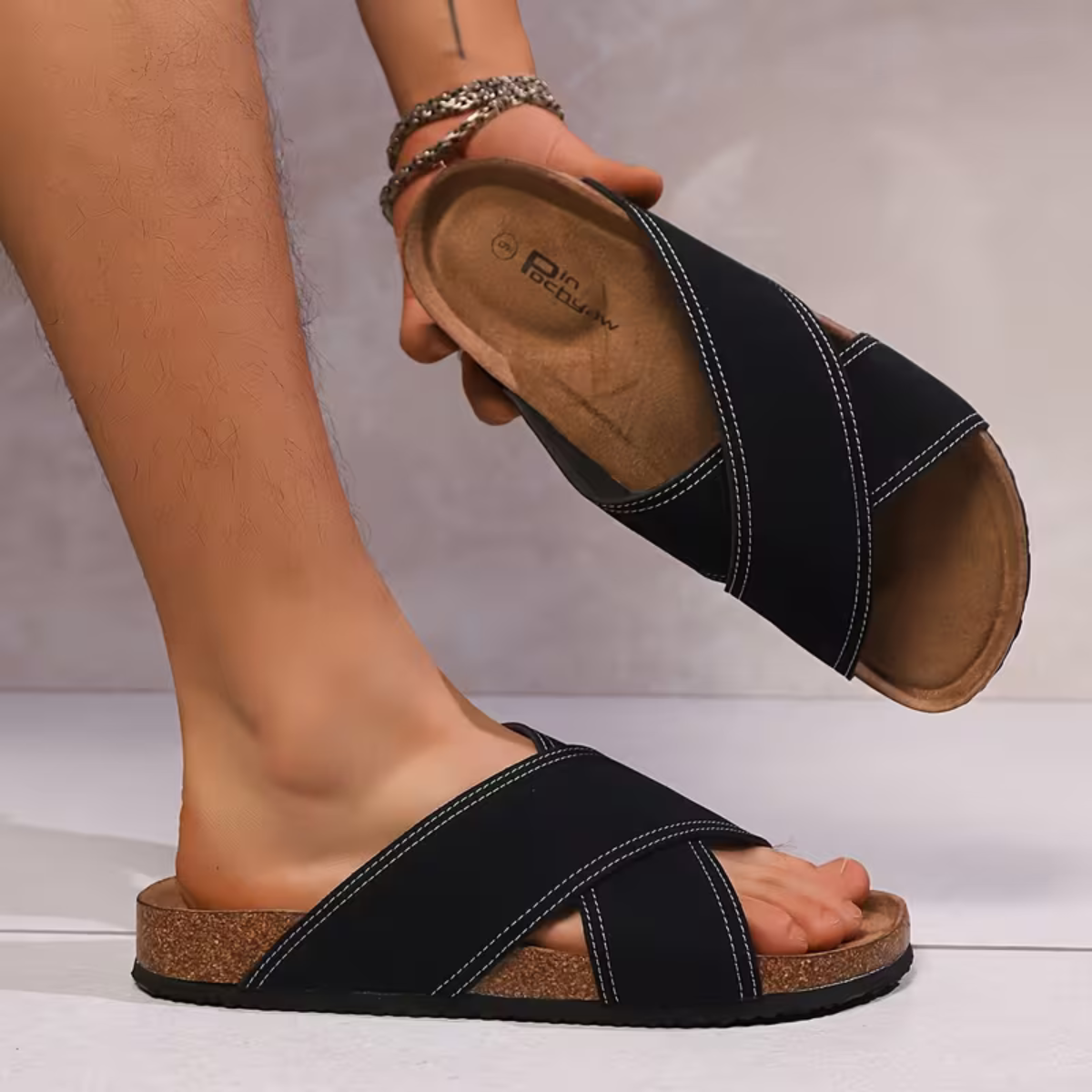 The Capri Men’s Trendy Cross Strap Casual Slide Sandals