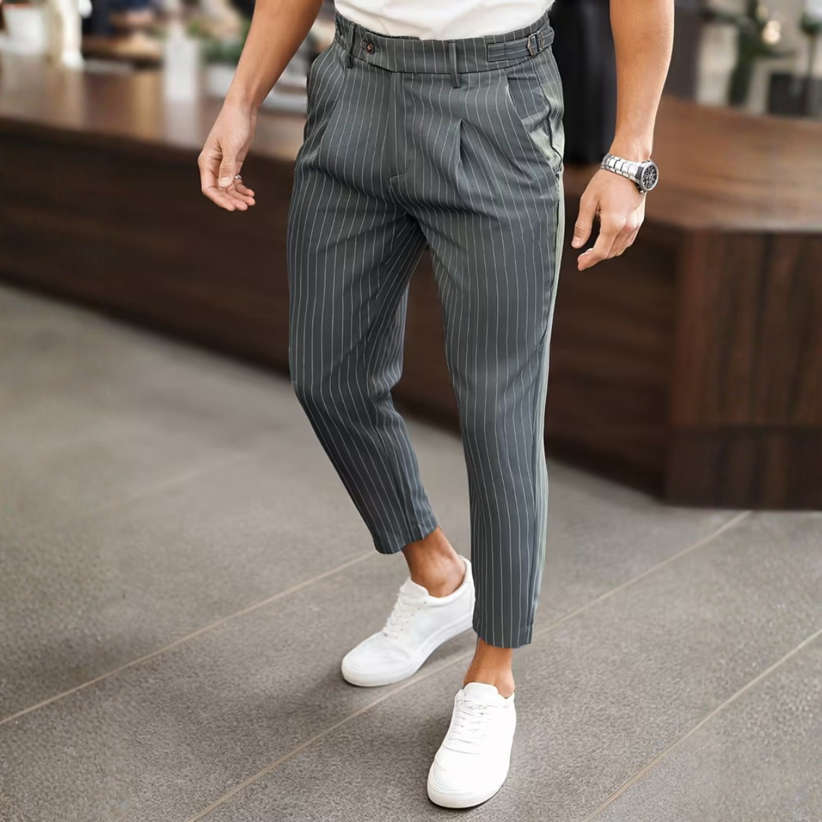 The Siena Men’s Casual Slim Fit Trousers with Pleats