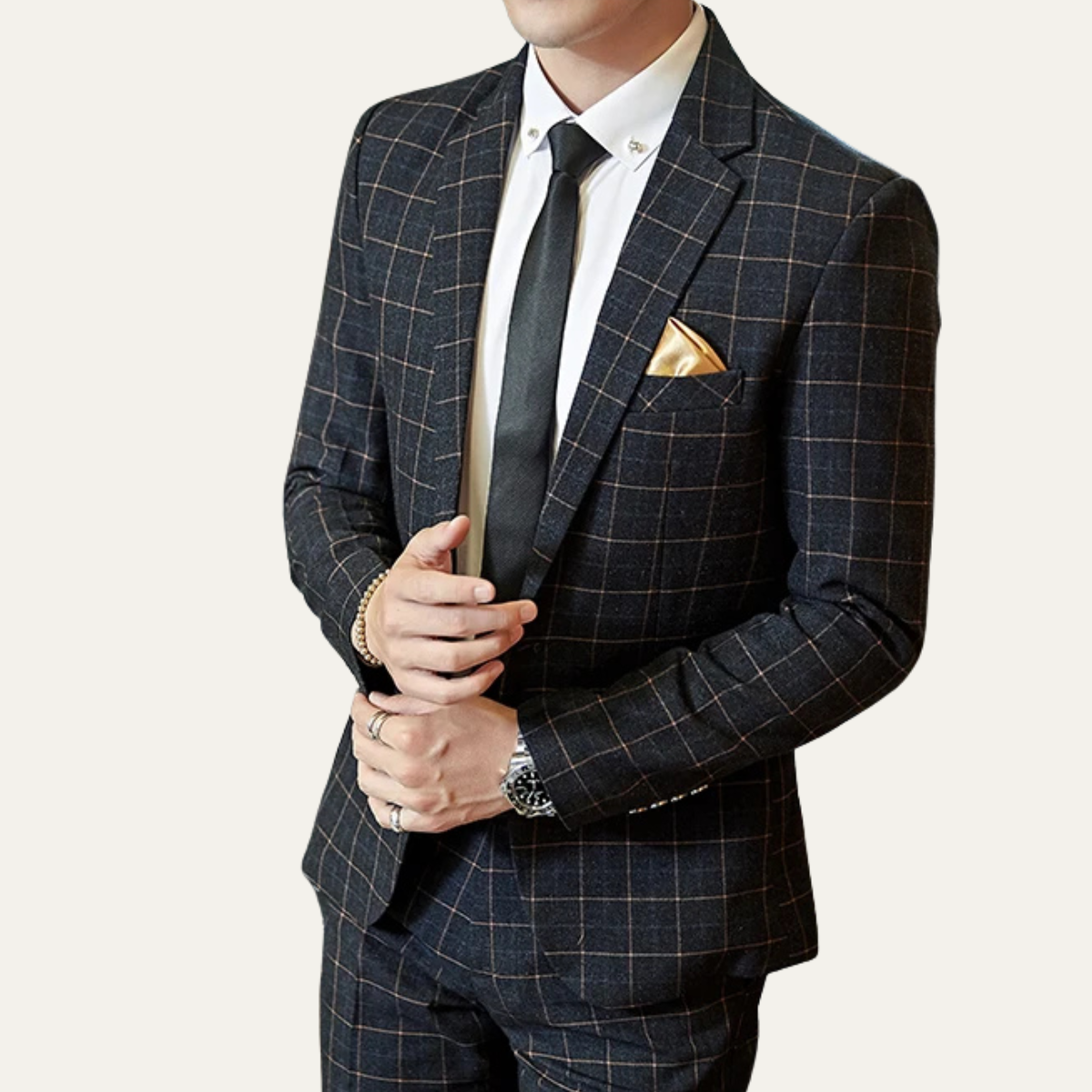 The Padova Men’s Plaid 3 Piece Suit – Slim Fit Blazer Gilet and Trousers