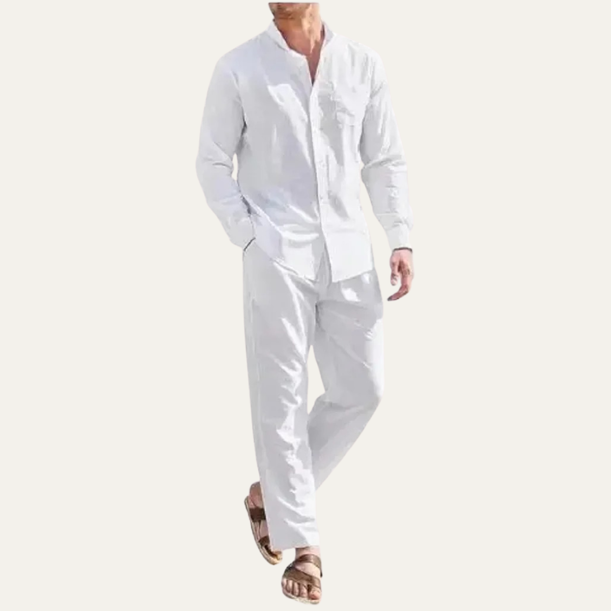 The Monferrato Men’s Linen Shirt and Trousers Set – Casual Two Piece Outfit