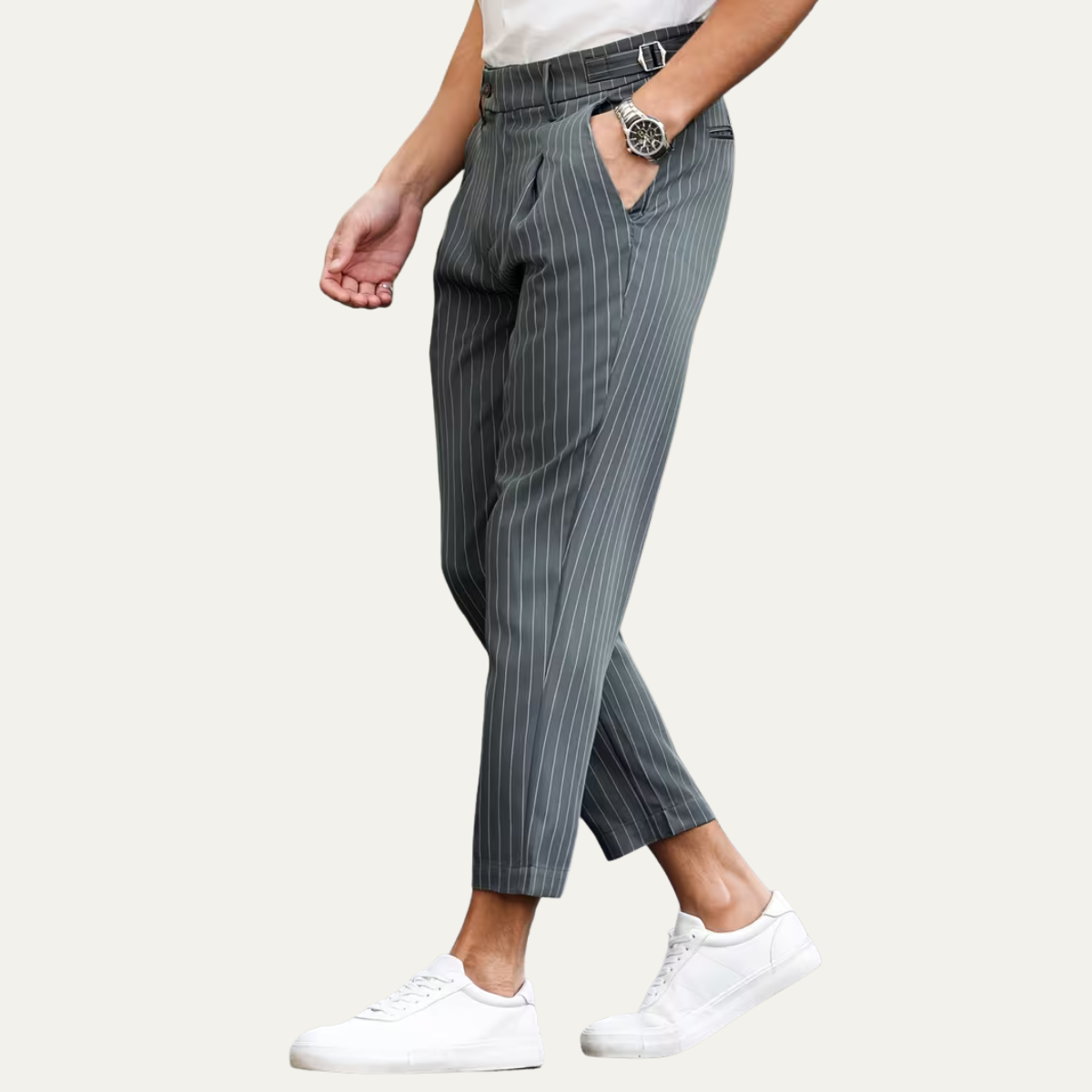 The Cullen Bay Men’s  Slim Fit  Pinstripe Pleated Dress Trousers