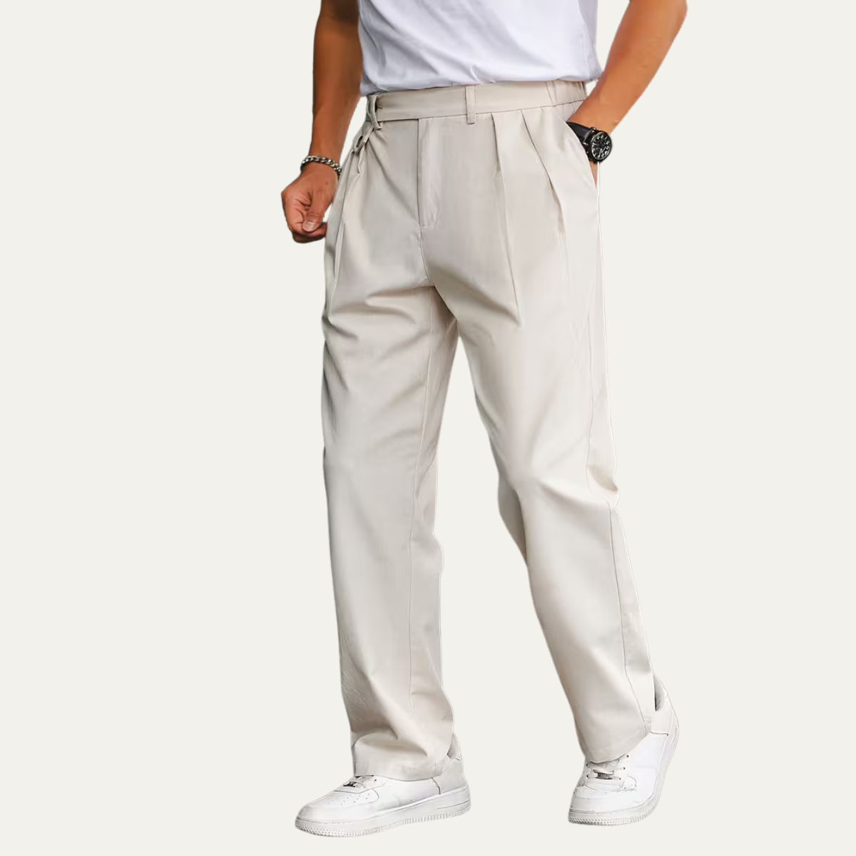 The Sunshine Coast Men’s Double Pleat Tailored Suit Smart Dress Trousers