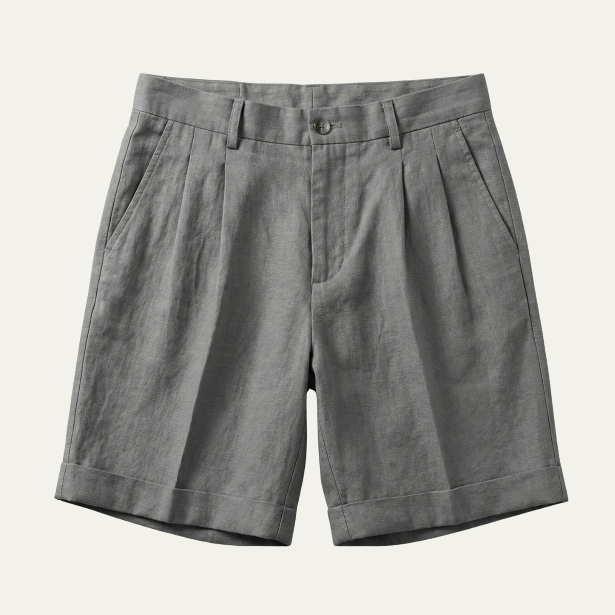 Men’s Linen Casual Shorts – Lightweight Summer Folded Hem Outdoor Shorts