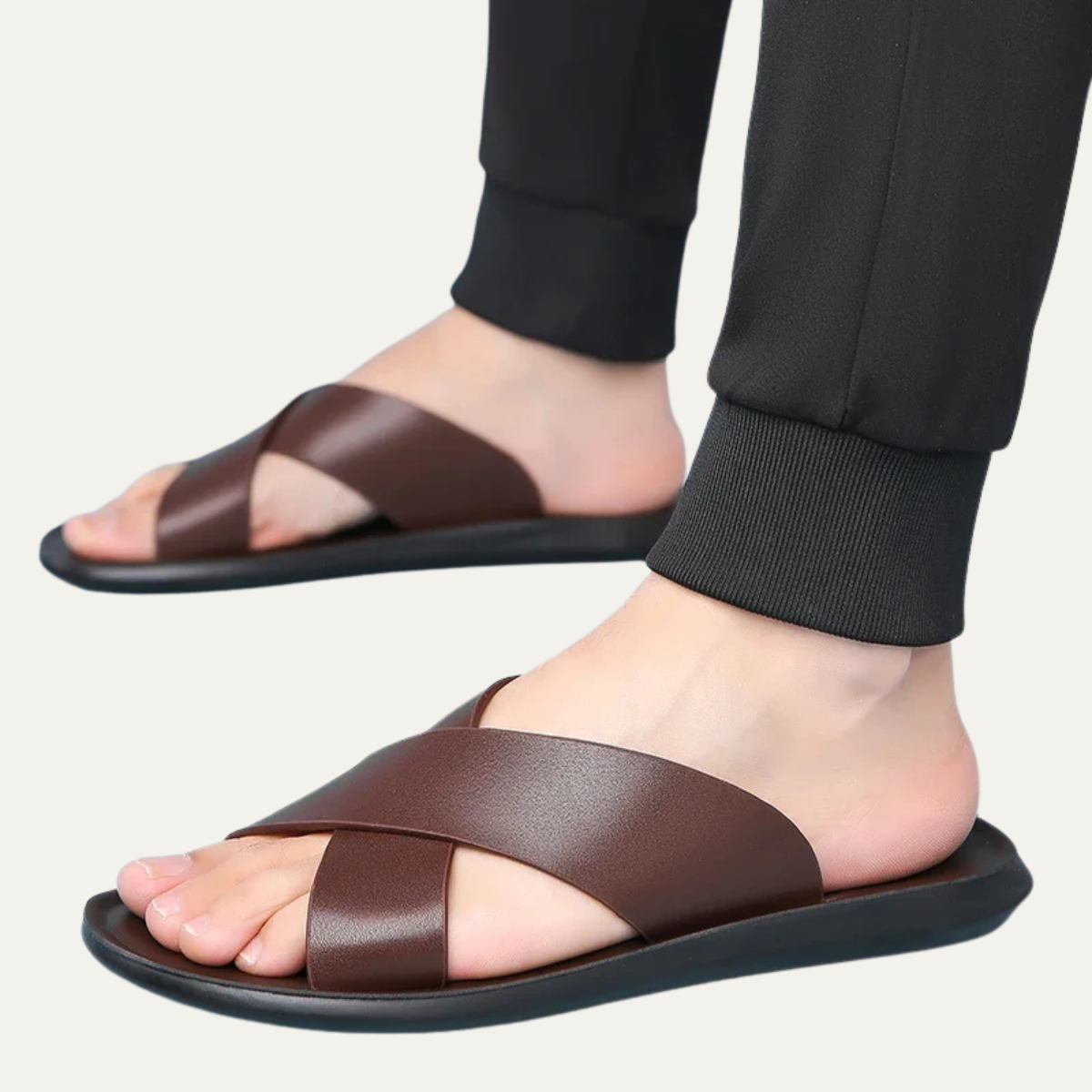 The Manchester Men’s Leather Slide Sandals