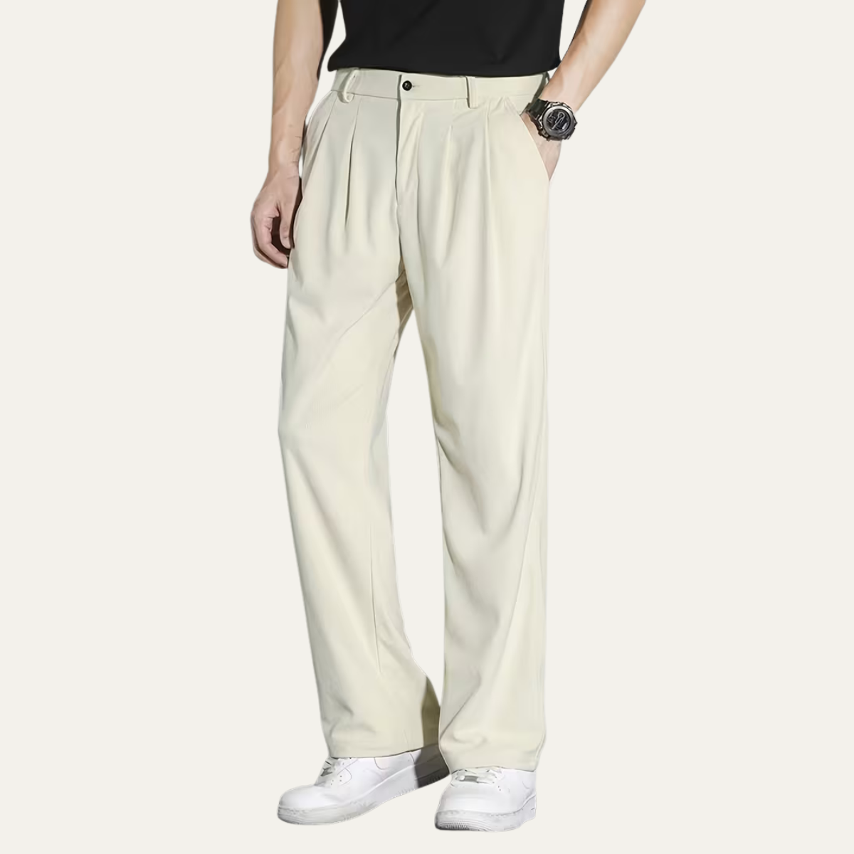 The Caloundra Men’s Premium Wide Leg Corduroy Pleated Dress Trousers