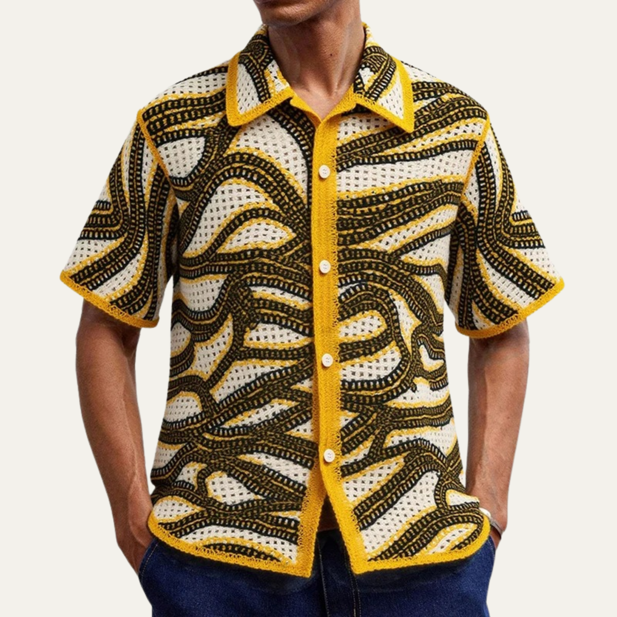 The Montefalco Men’s Trendy Crochet Polo Shirt