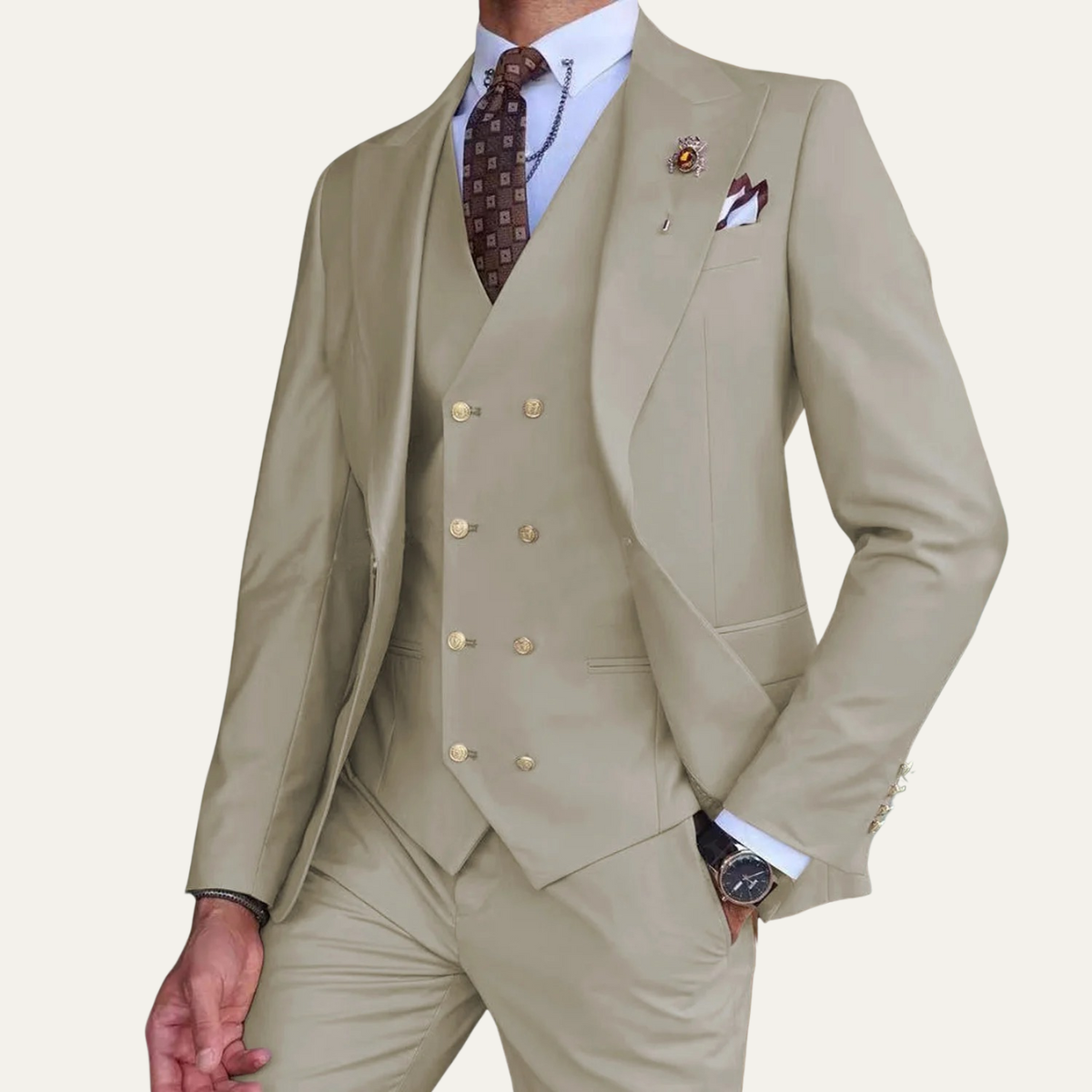 The Mantova Men’s Luxury 3 Piece Suit – Blazer, Waistcoat and Trousers Formal Suit
