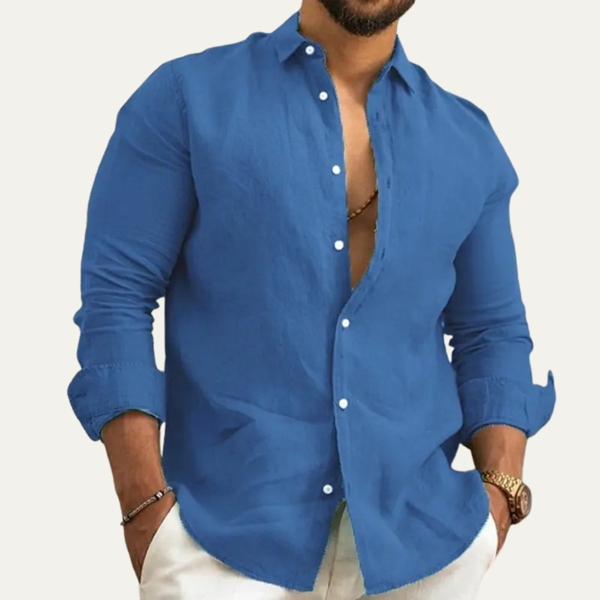 The Polignano Men’s Relaxed Button-Up Linen Summer Shirt