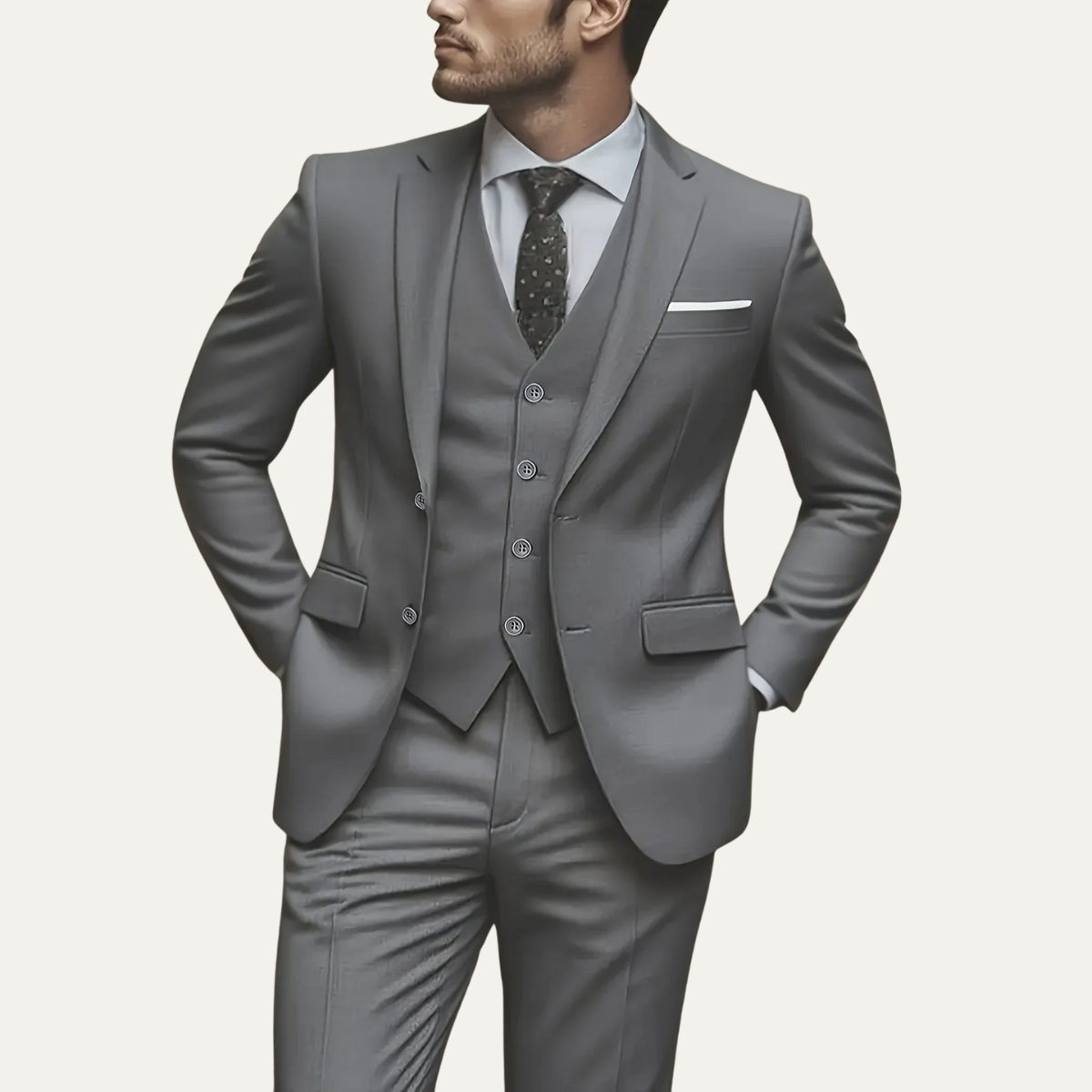 The Barbaresco Men’s Elegant 3 Piece Suit Set – Blazer Gilet and Trousers Formal Suit