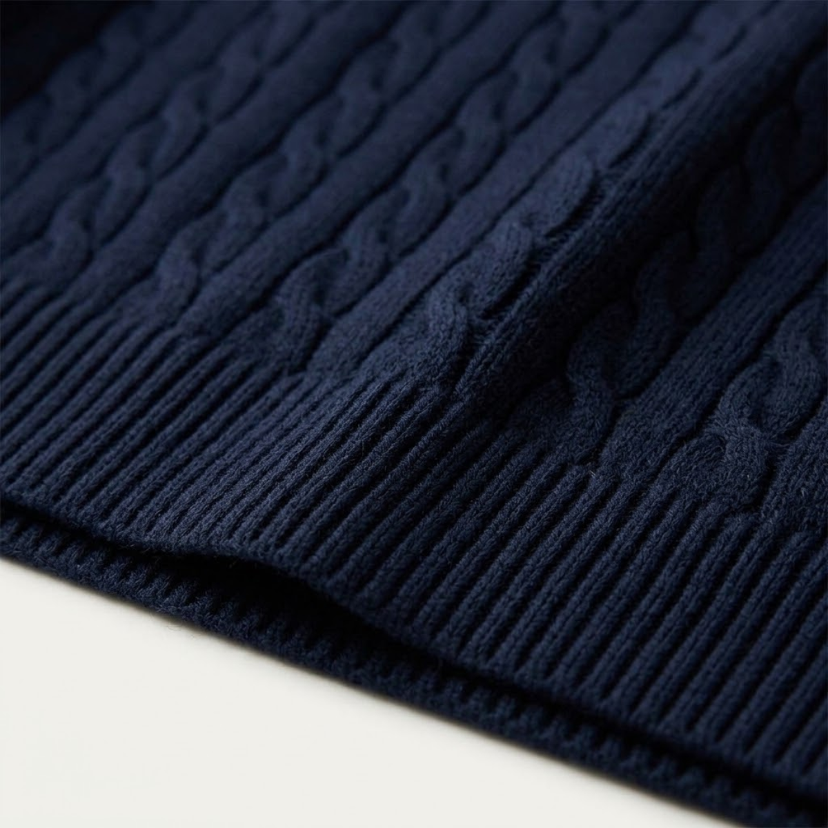 Cashmere Merino Wool Knit Jumper for Men - Navy Blue